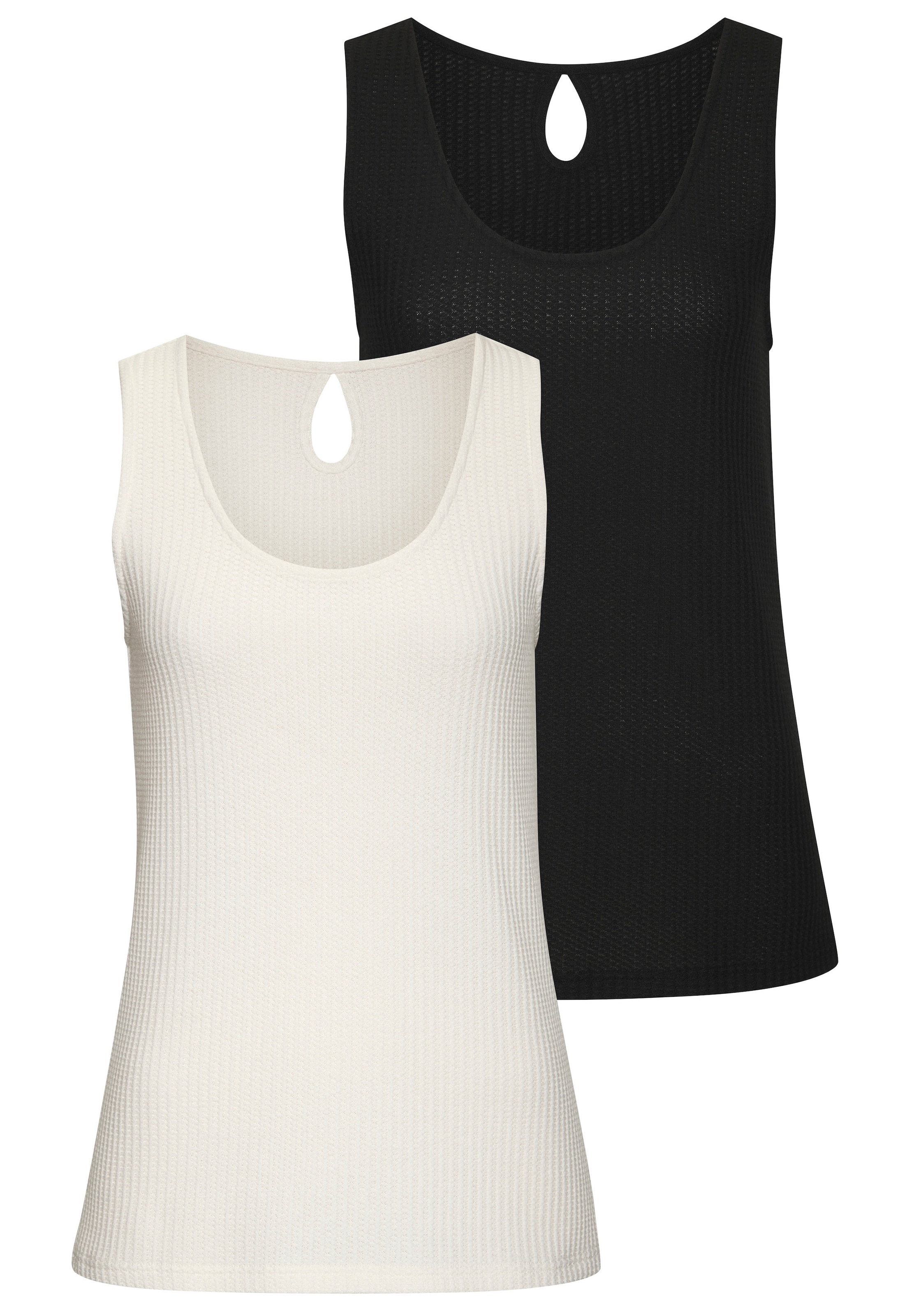 Vivance Trägertop »mit tropfenförmigem Cut-Out am Rücken« 2er-Pack,  aus weicher Piqué-Qualität