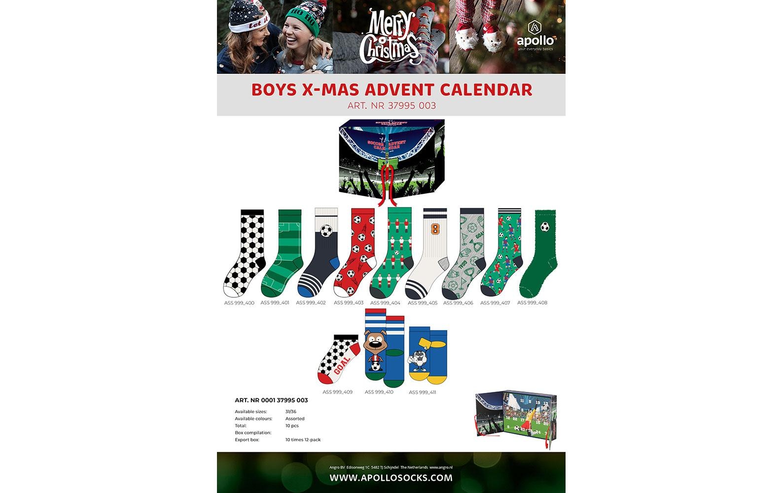   Adventskalender »Adventskalender Socken Kinder, Fussball, 31-36«