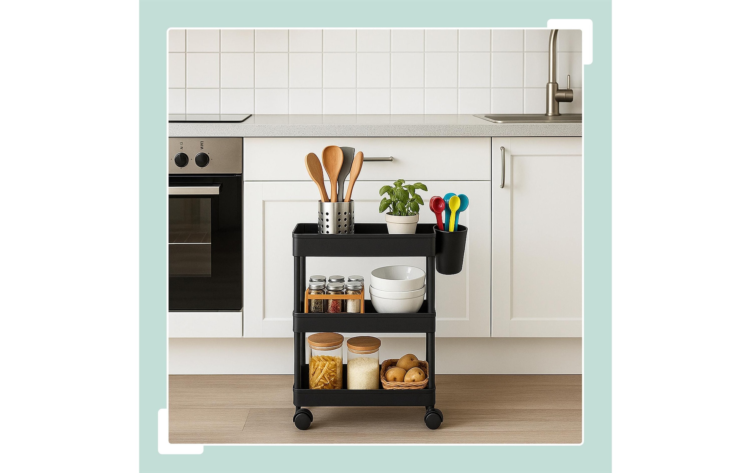 relaxdays Chariot de cuisine »62.5 x 40 x 22 cm« Mobiler Allzweckwagen mit 3 Ebenen