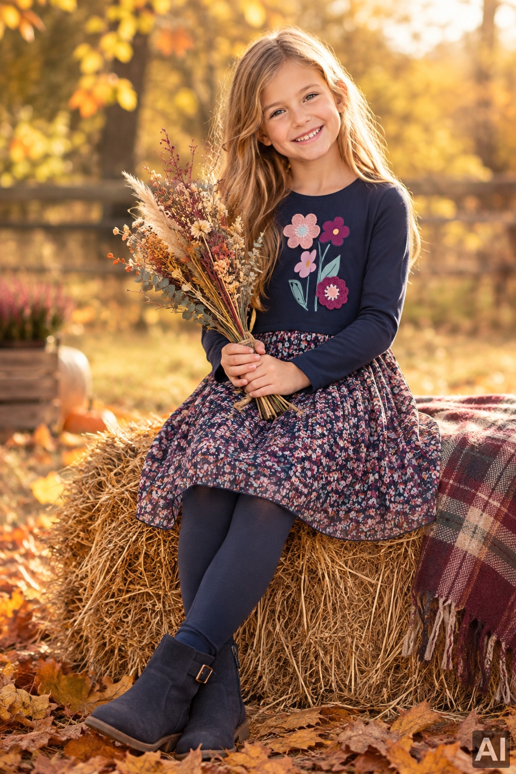 happy girls Jerseykleid Baumwollmischung, Blumen-Applikationen