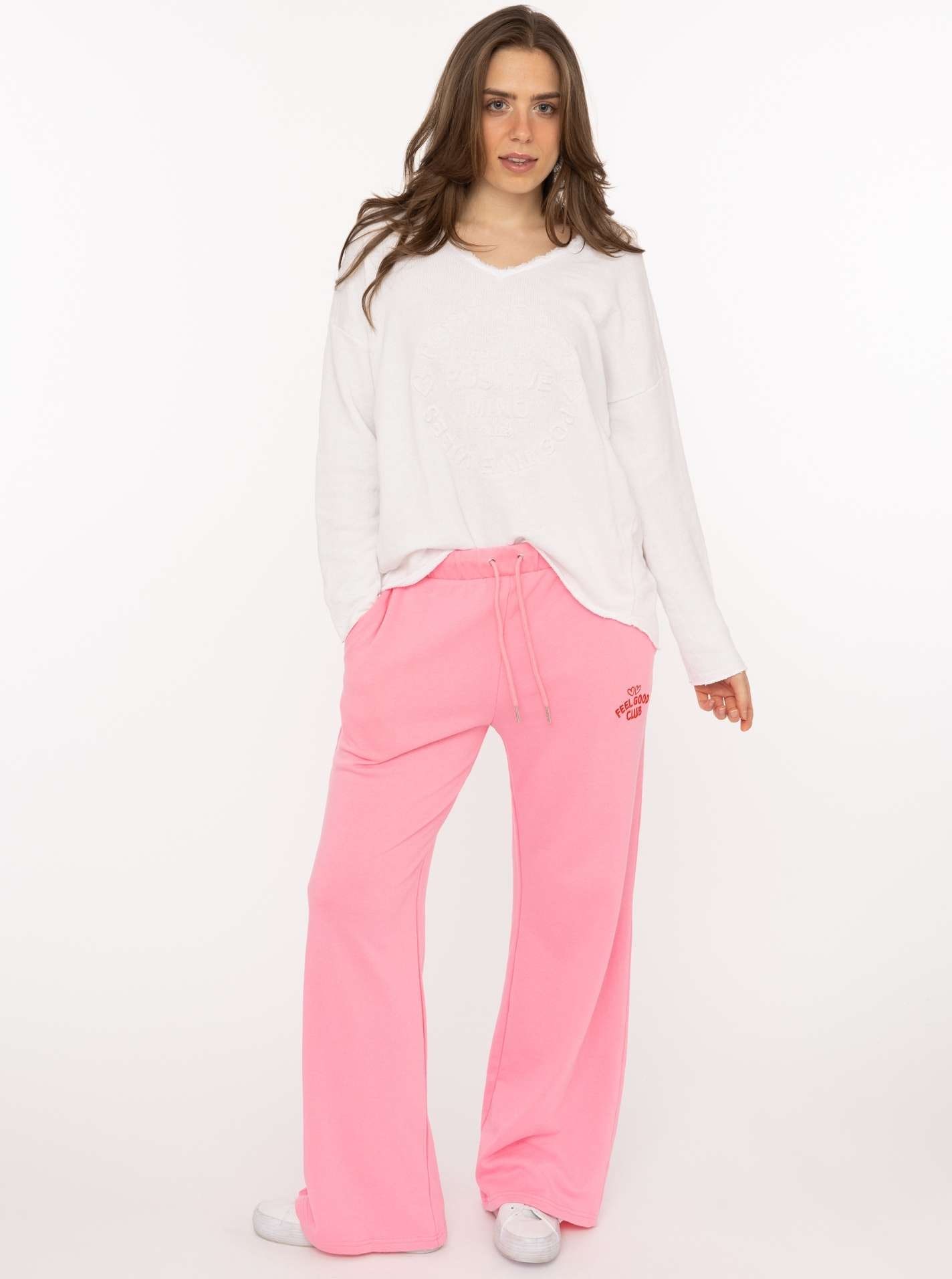 Zwillingsherz Pantalon sweat »"Feel Good Club"«  unifarben, kleine Stickerei