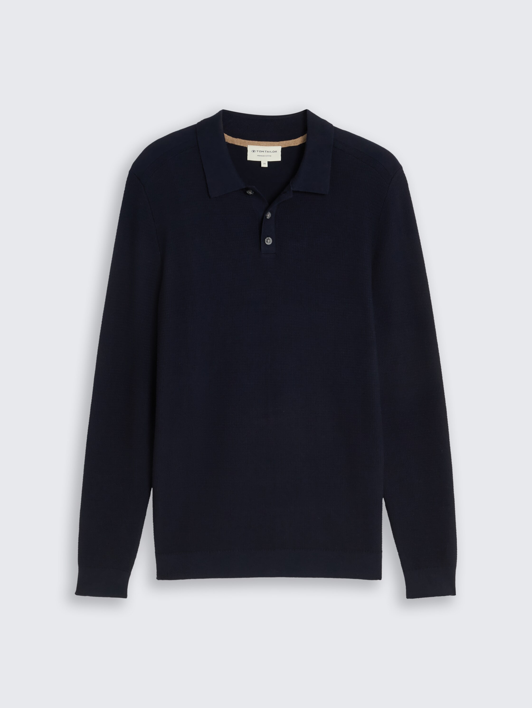 TOM TAILOR Pull à col polo uni / coton pur