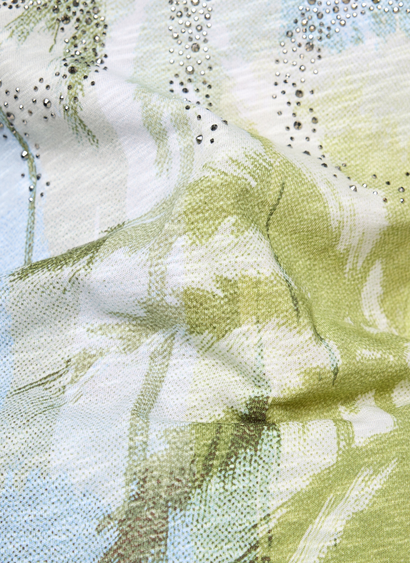 Rabe Kurzarmshirt mit floralem Motiv und Glitzersteinen