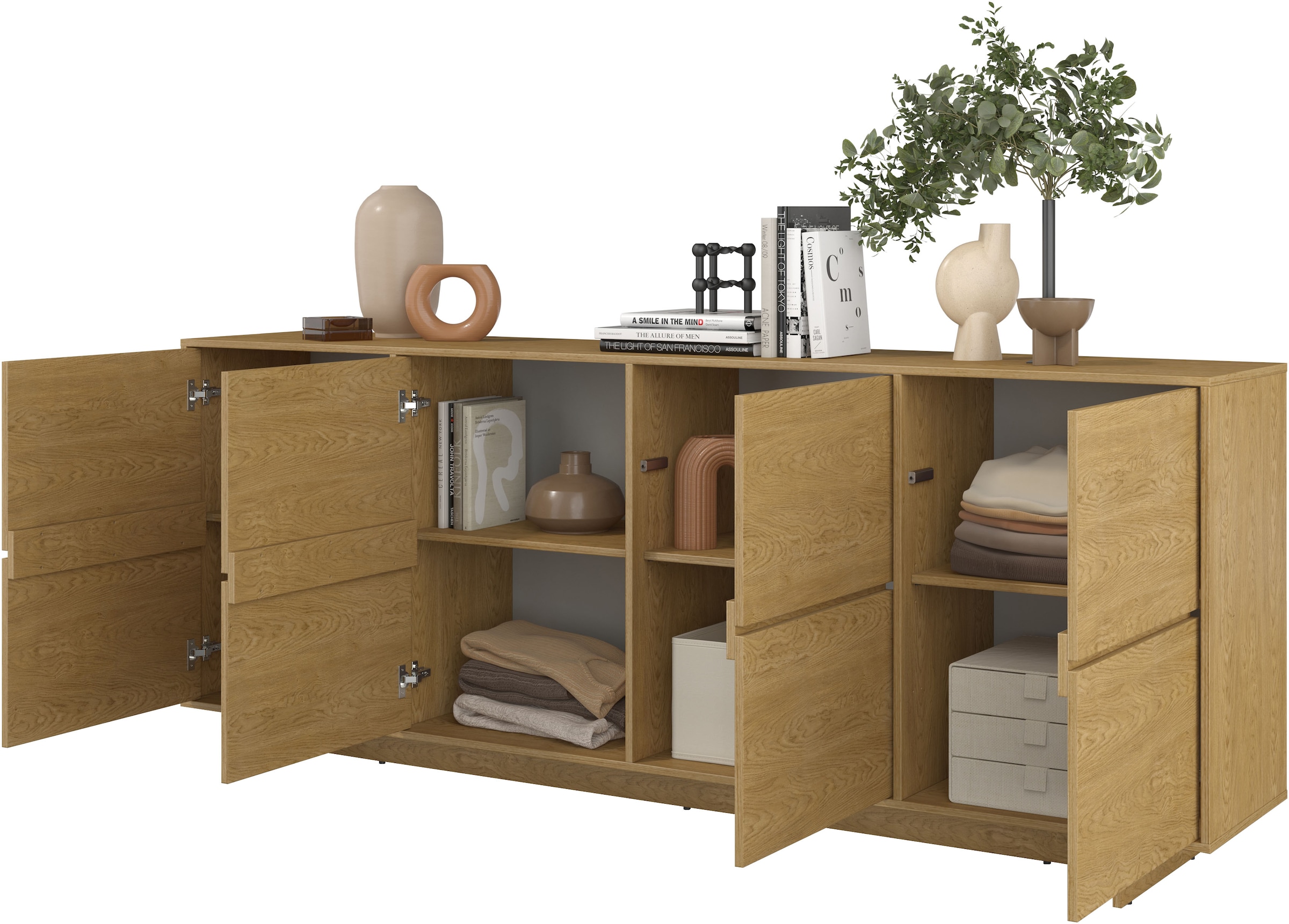 GOODproduct Buffet »Tatami, Stilvolle, moderne grifflose Kommode 4 Türen, Breite 220cm« Anrichte mit viel Stauraum, Böden verstellbar, push-to-open-Funktion