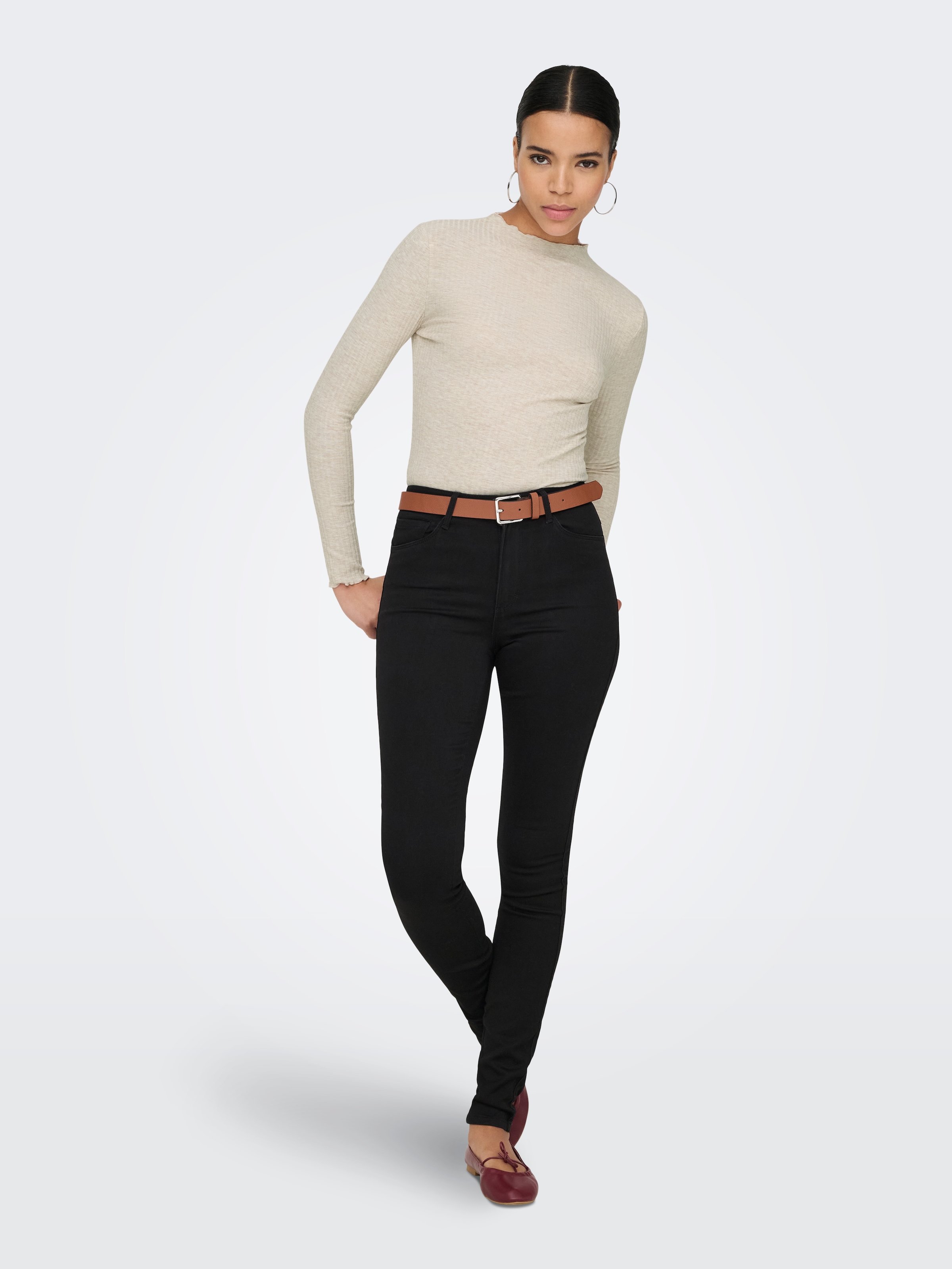 ONLY Langarmshirt »ONLEMMA L/S HIGH NECK TOP« Materialmix