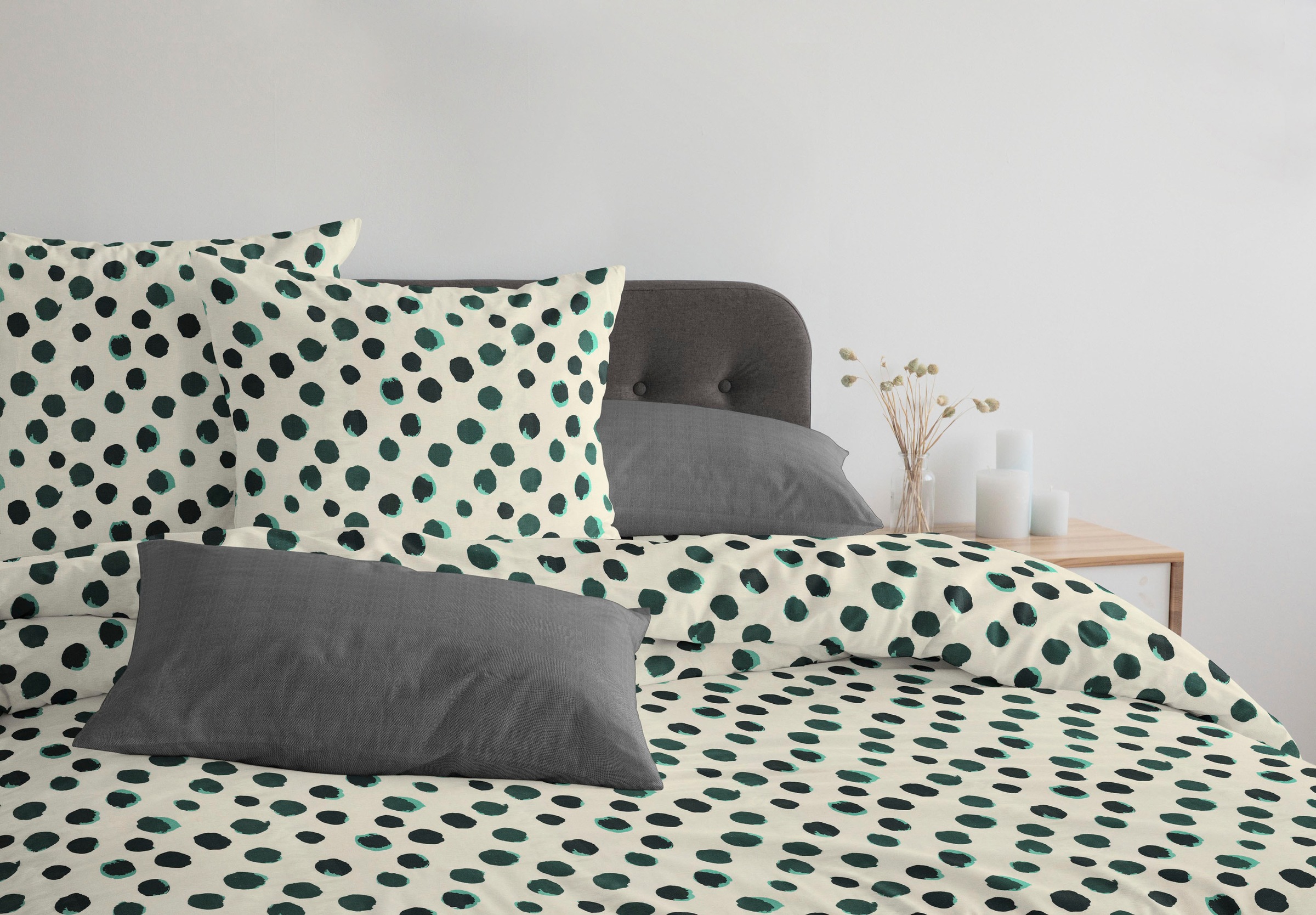 Adam Linge de lit »Leinenbettwäsche Dots« 2 cuis aus 73% Leinen & 27% Bio-Baumwolle, 2 teilig - Leinenbettwäsche
