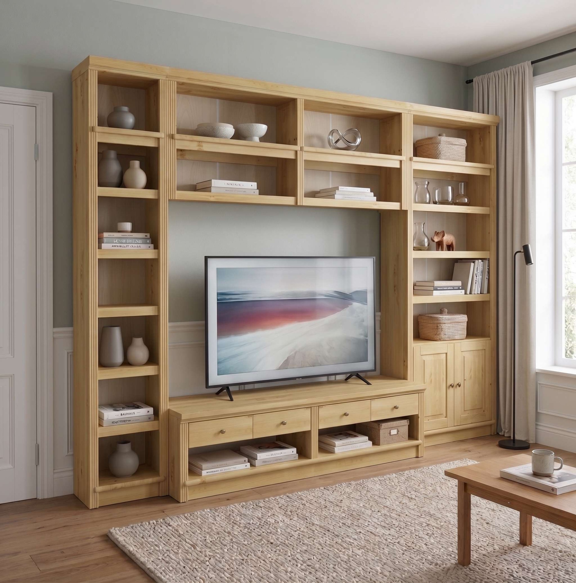 GOODproduct Meuble mural »Soeren, 1 Standregal, 1 Wandregal, 1 TV-Lowboard, 1 Bücherregal« Ensemble, 4 cuis tlg.