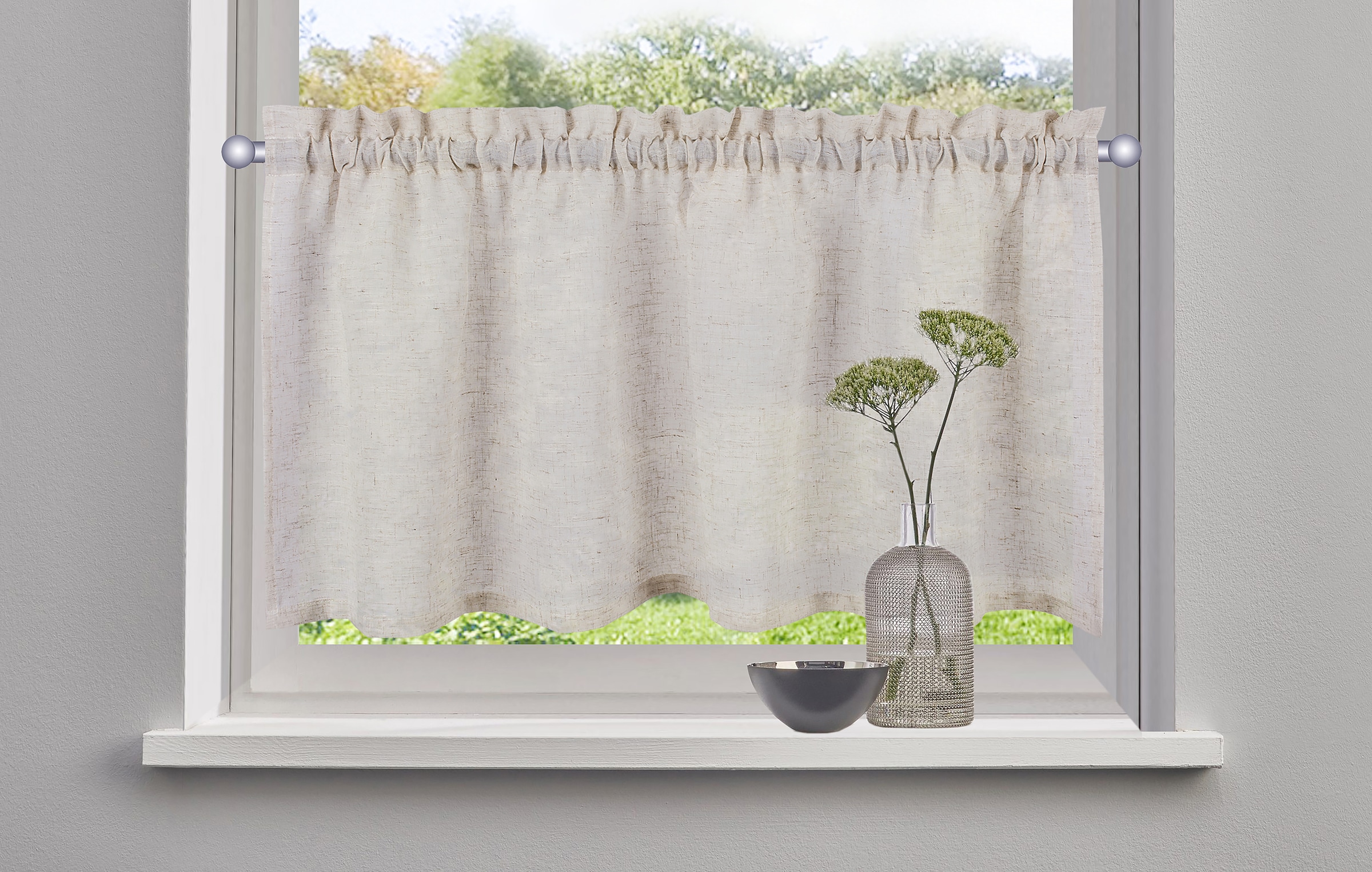 GOODproduct Rideau à vitres »Louvelle« Passage tige 1 cuis tlg. Aspect lin, voilage, moderne, basique