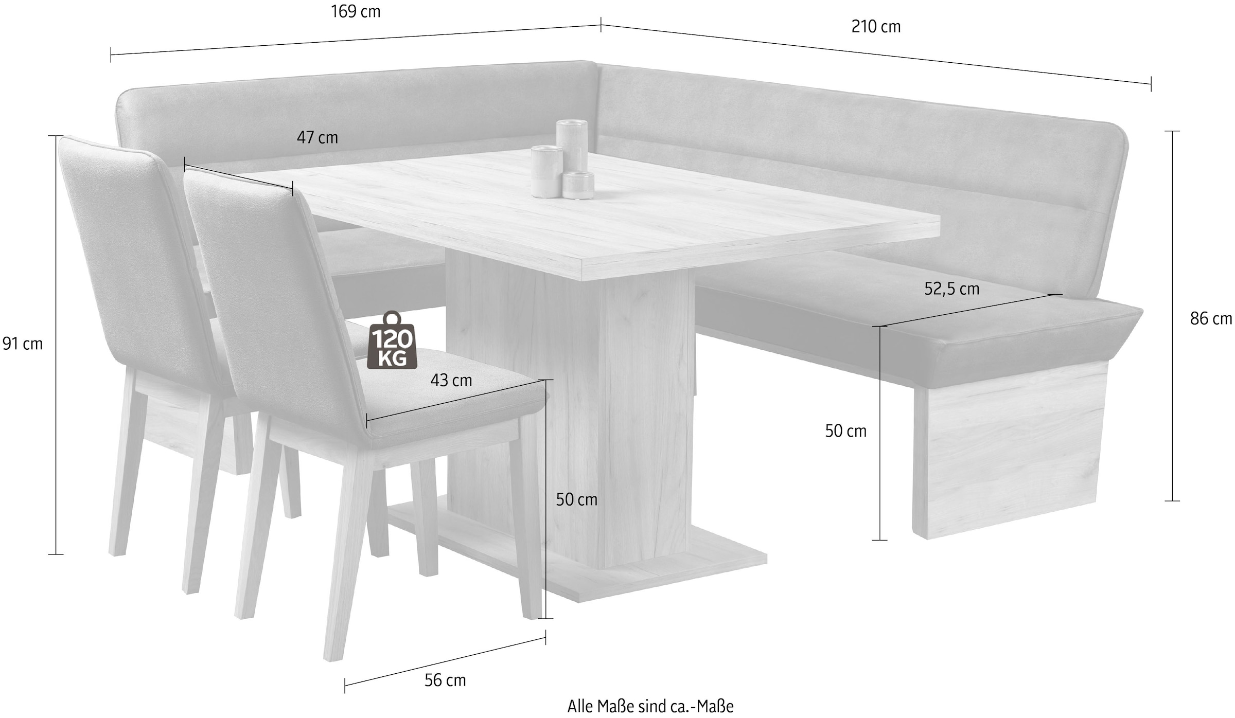 Home affaire Ensemble de bancs d'angle »Beluna + Cross Essecke Sitzgruppe Eckbank Küchenbank BESTSELLER« Set, Eckbank, 2 Stühle und Tisch, 4 cuis tlg. Sitzgruppe Esszimmer Stühle Tisch und Bank bequem gepolstert