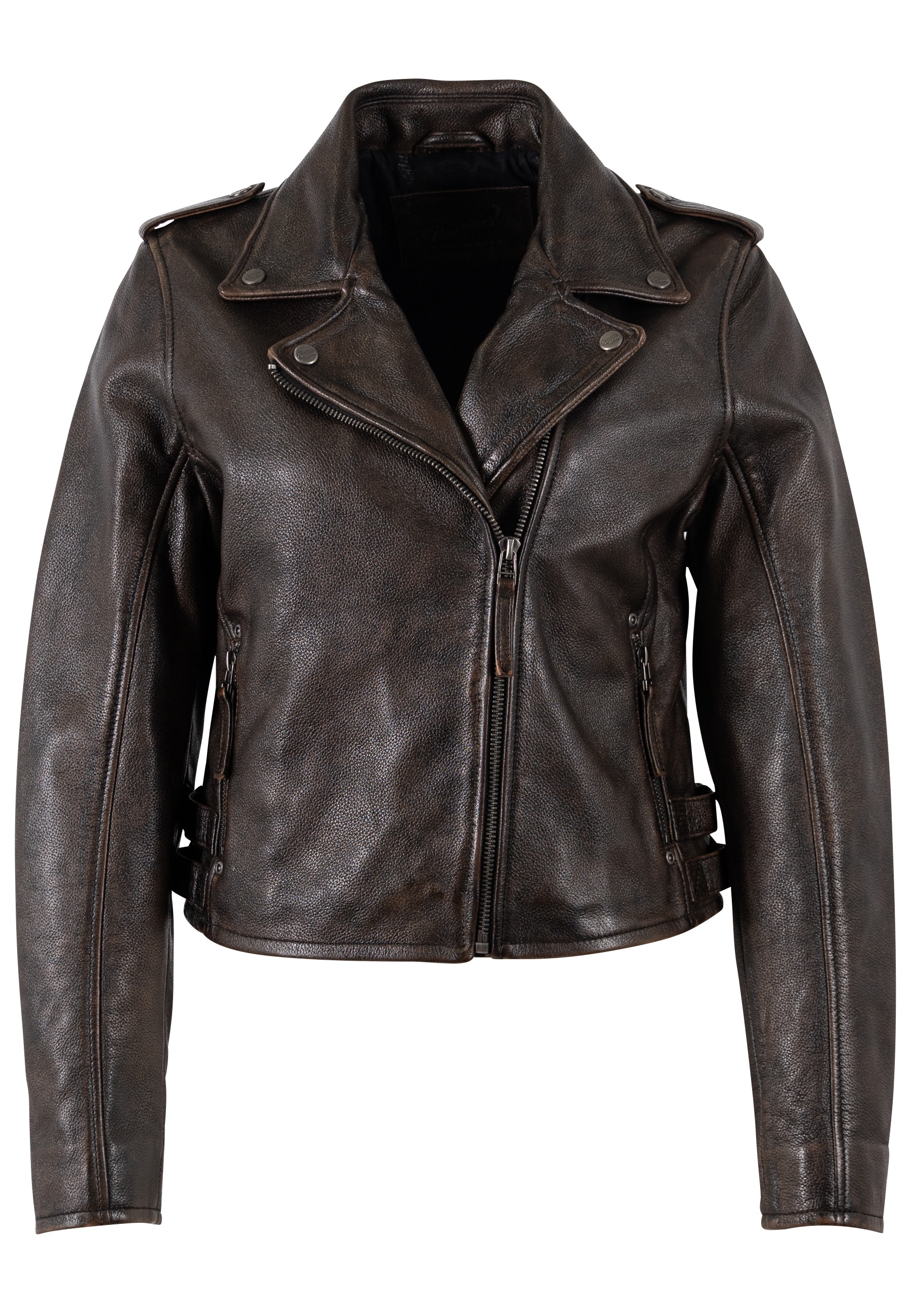 Mauritius Veste en cuir »MWKatica« avec col revers, look vintage