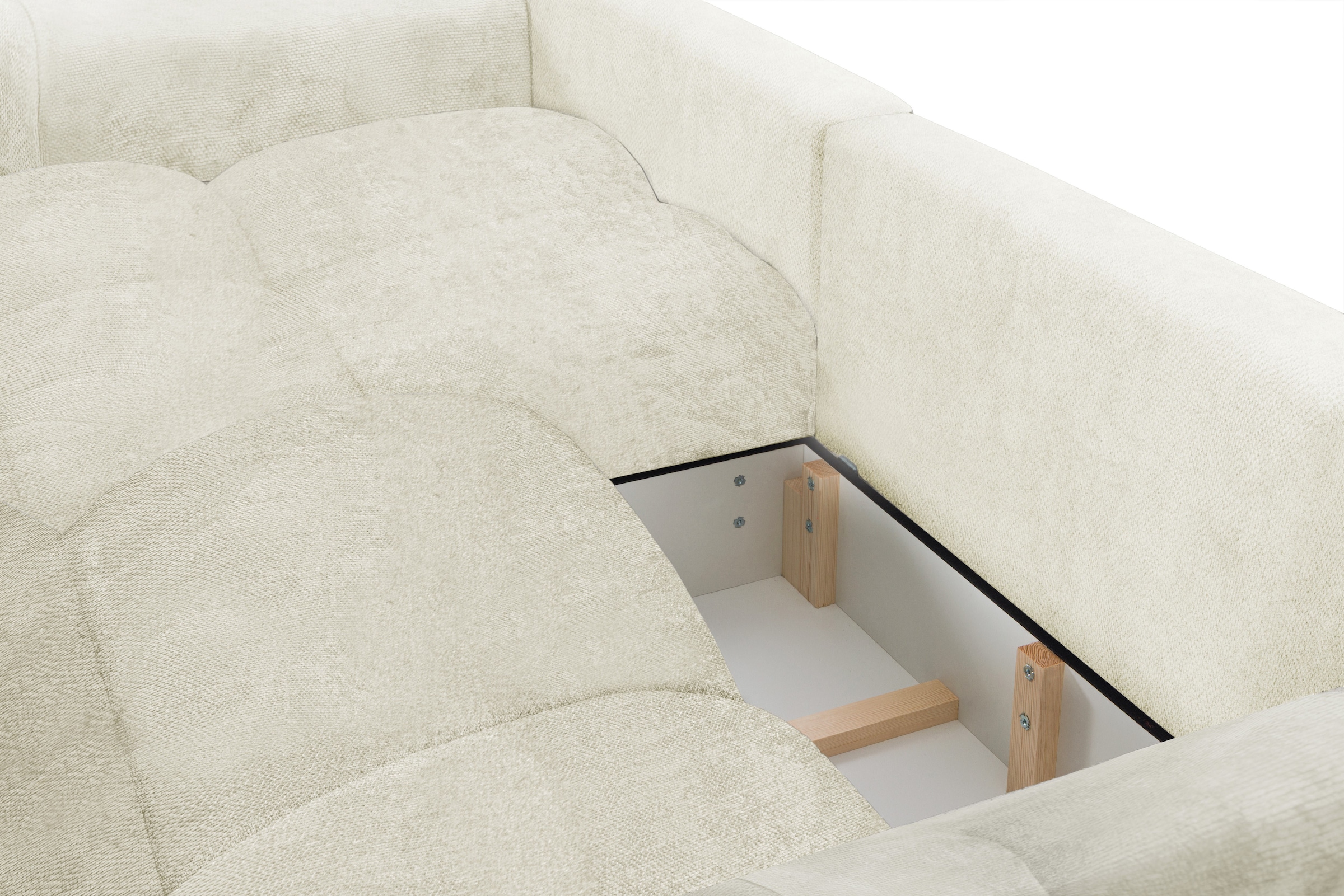 exxpo - sofa fashion Canapé d'angle inkl. Bettfunktion und Bettkasten,toller Sitzkomfort, Steppung im Sitz