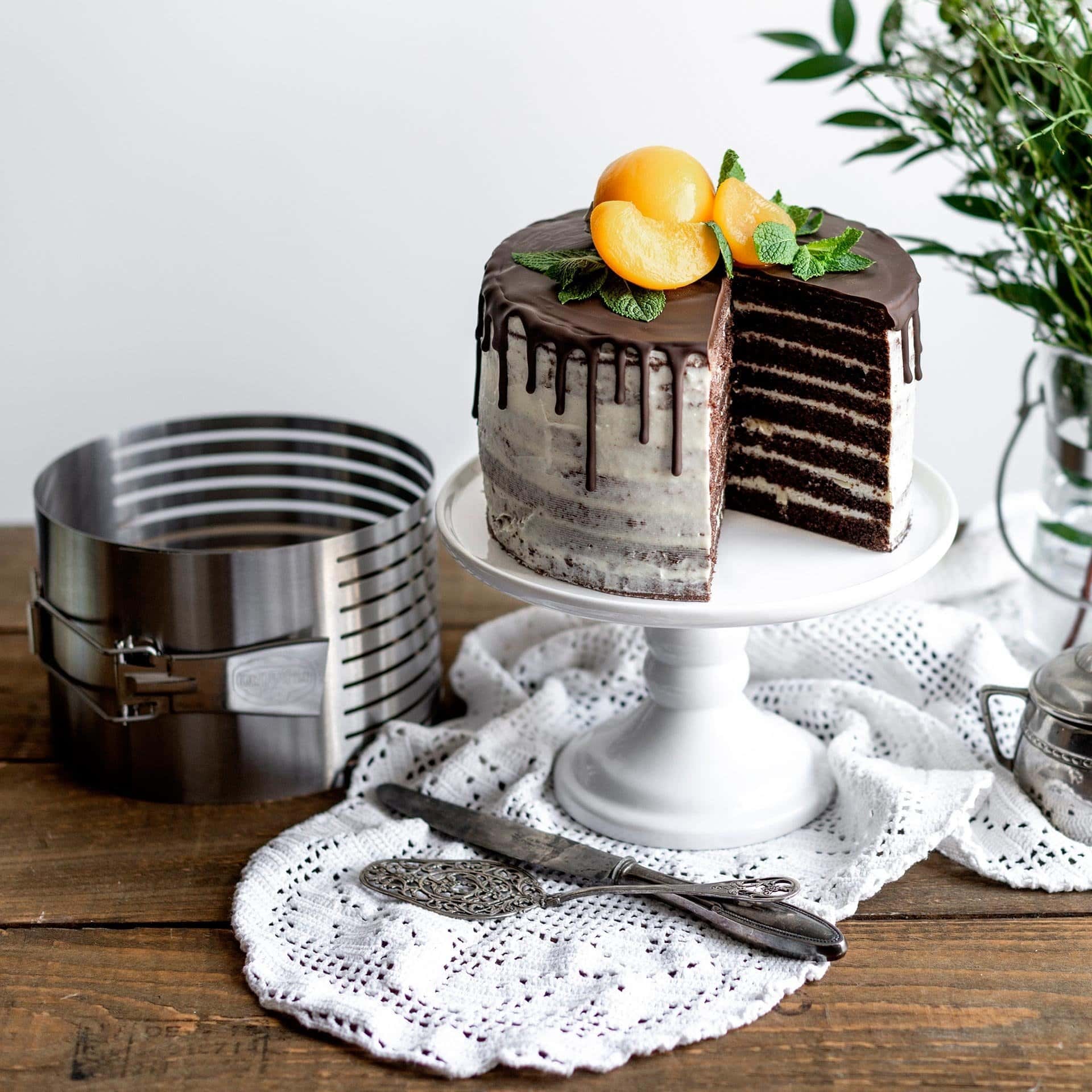 Dr. Oetker Küchenhelfer Cercle à tarte »Tortenboden-Schneidhilfe Ø18-20x12 cm« extra hoch, verstellbar, perfekt zum gleichmässigen Schneiden von Böden