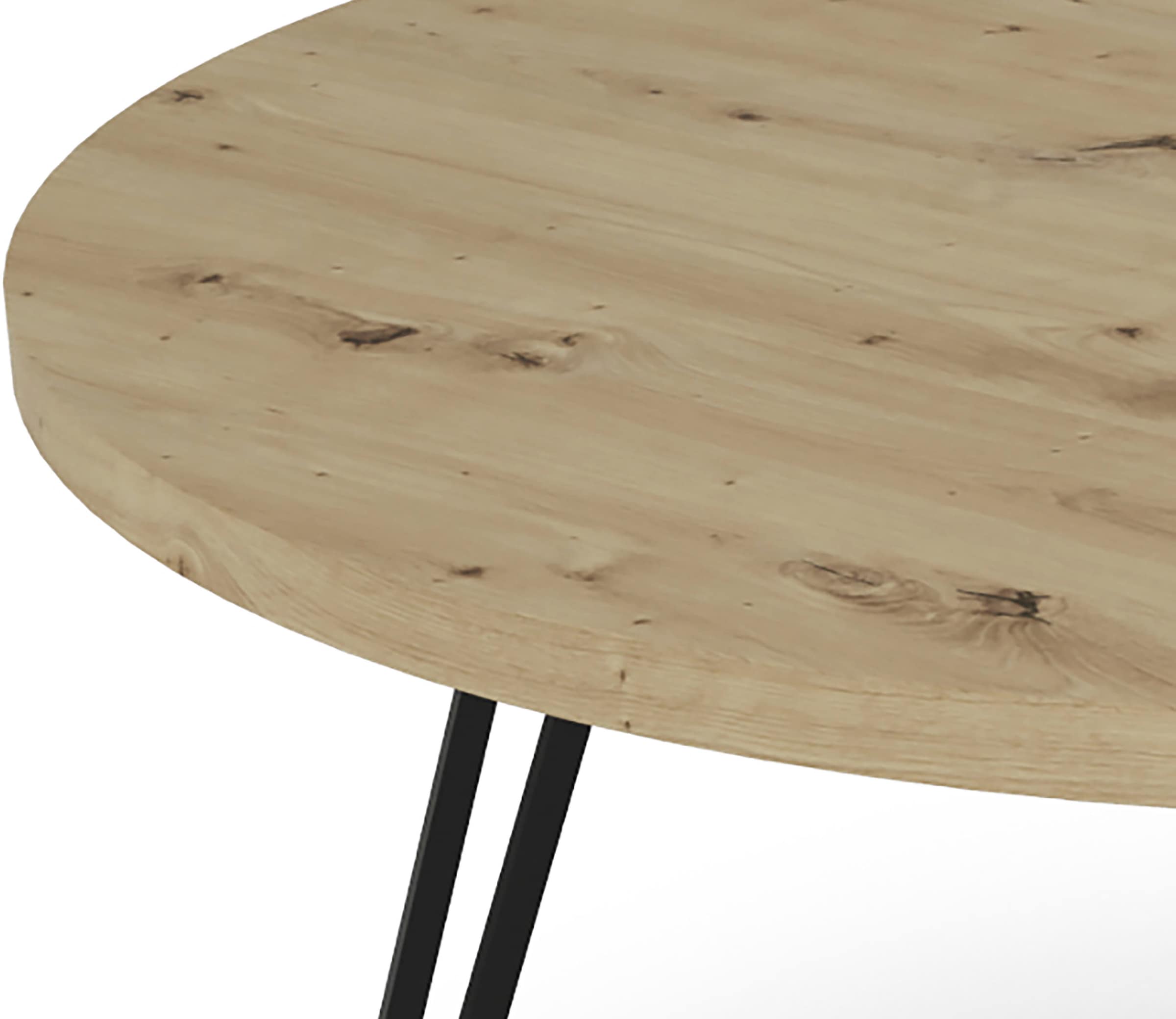 byLIVING Esstisch »Marta« 1 Stk. tlg. mit 120cm runder Tischplatte in Artisan Eiche Optik und Metallbeinen