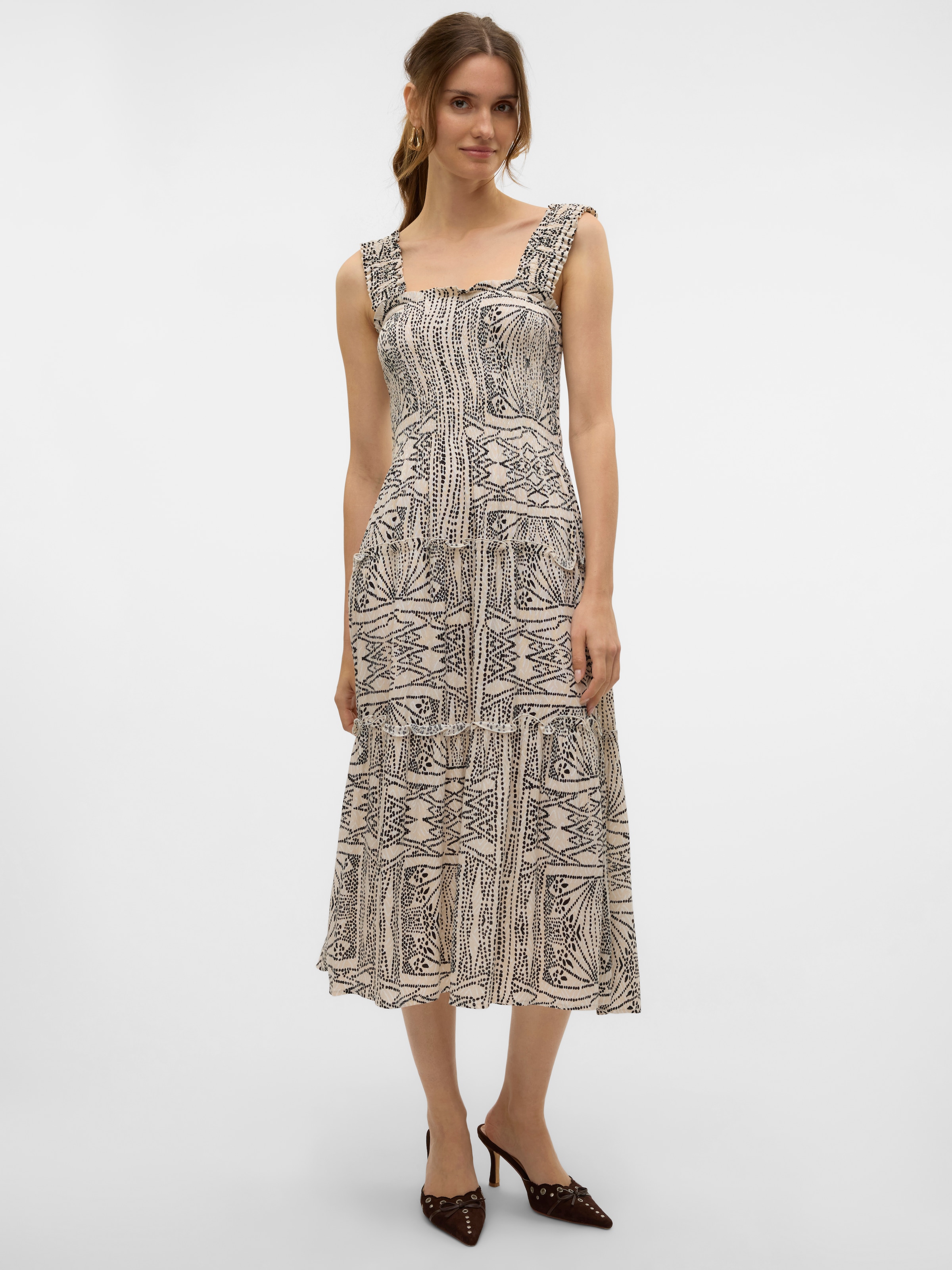 Vero Moda Sommerkleid »VMMENNY SL SMOCK CALF DRESS WVN GA«