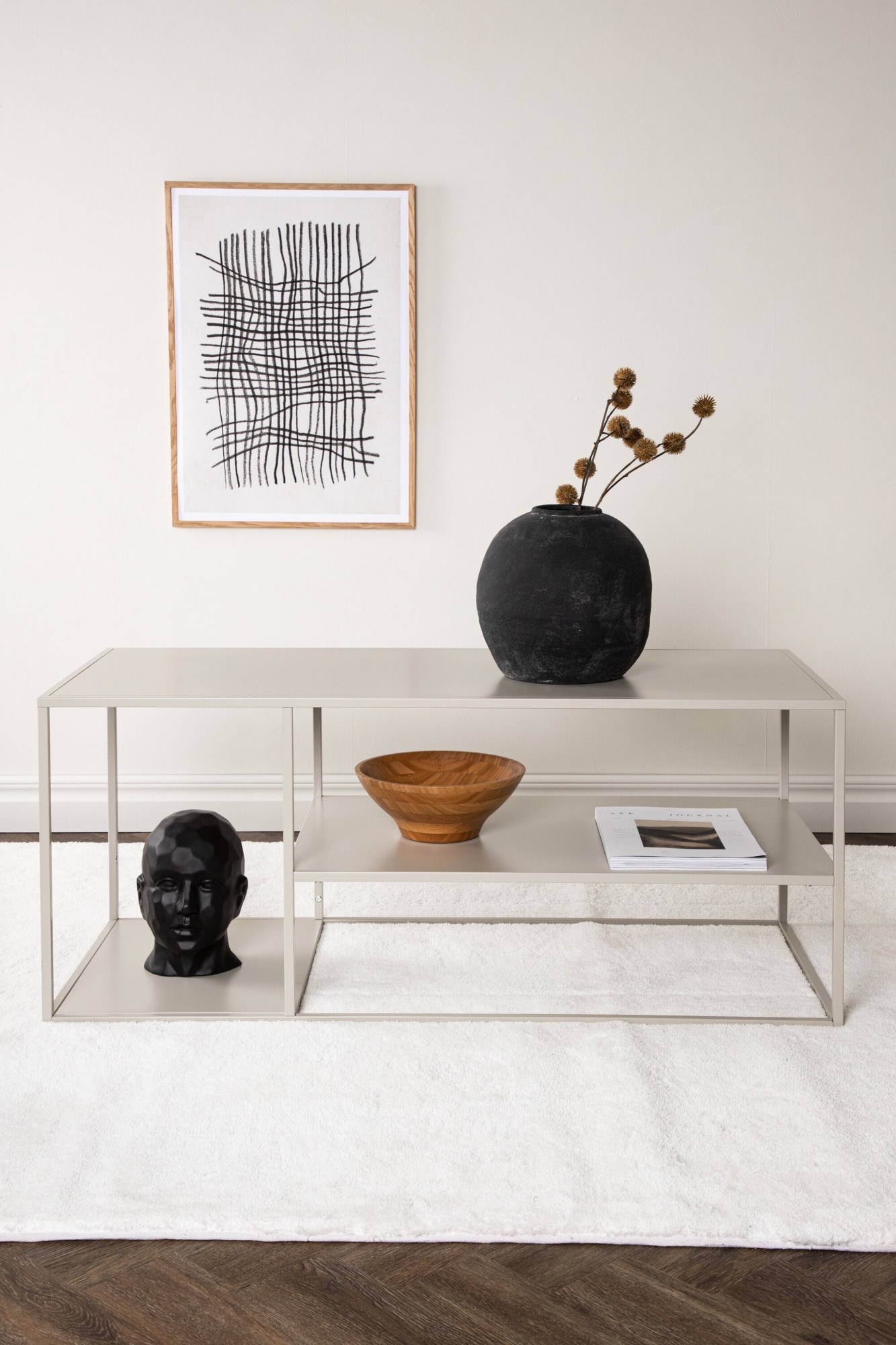 Venture Home Table basse »Staal, Beistelltisch mit Ablageboden, 50 × 50 cm« Table basse, acier laqué poudre, allongée, moderne