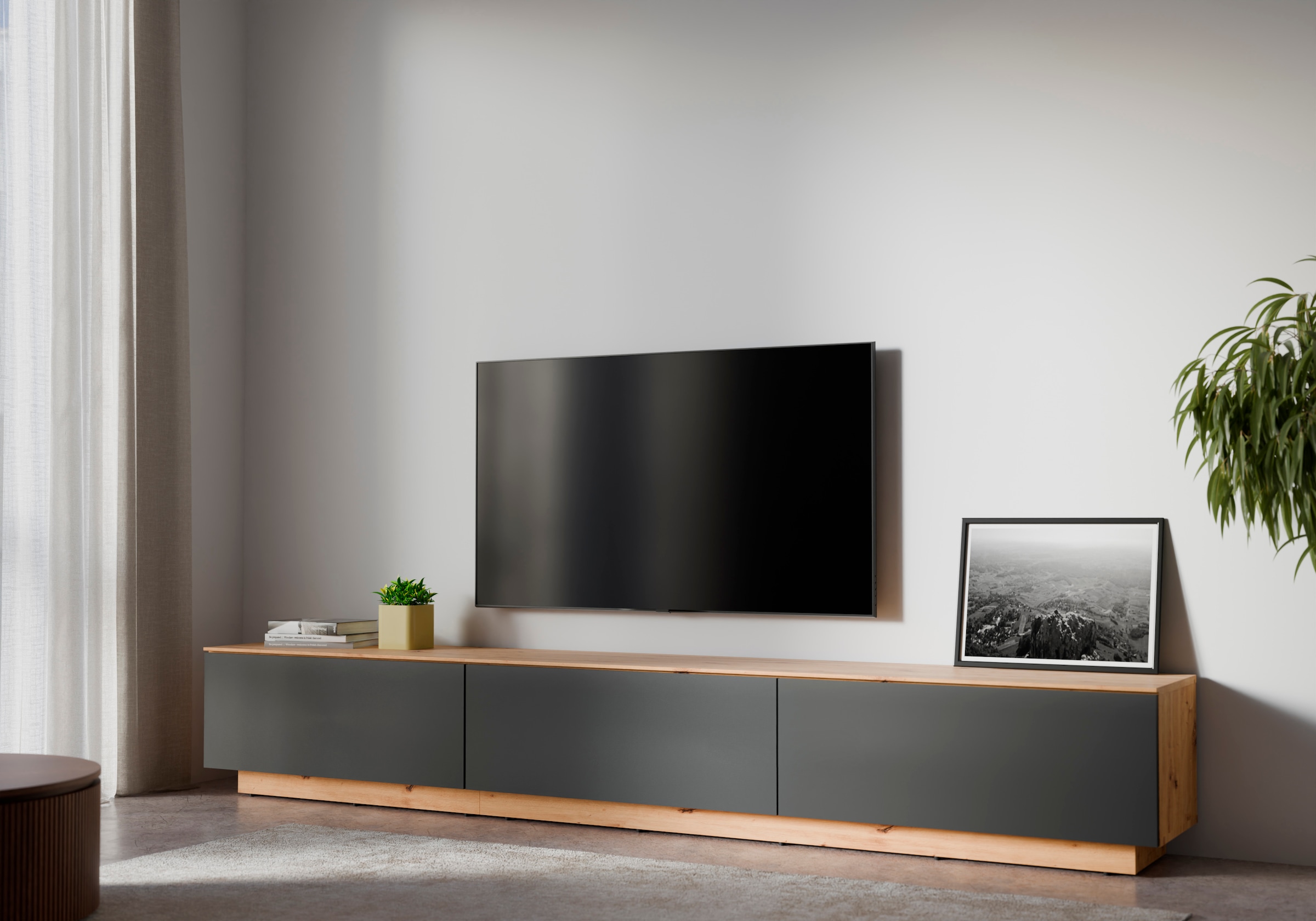 GOODproduct Lowboard »Paroli, TV-Board, TV-Schrank, 3 Klappen und viel Stauraum« hängend oder stehend, grifflos, modern, Breite 240cm