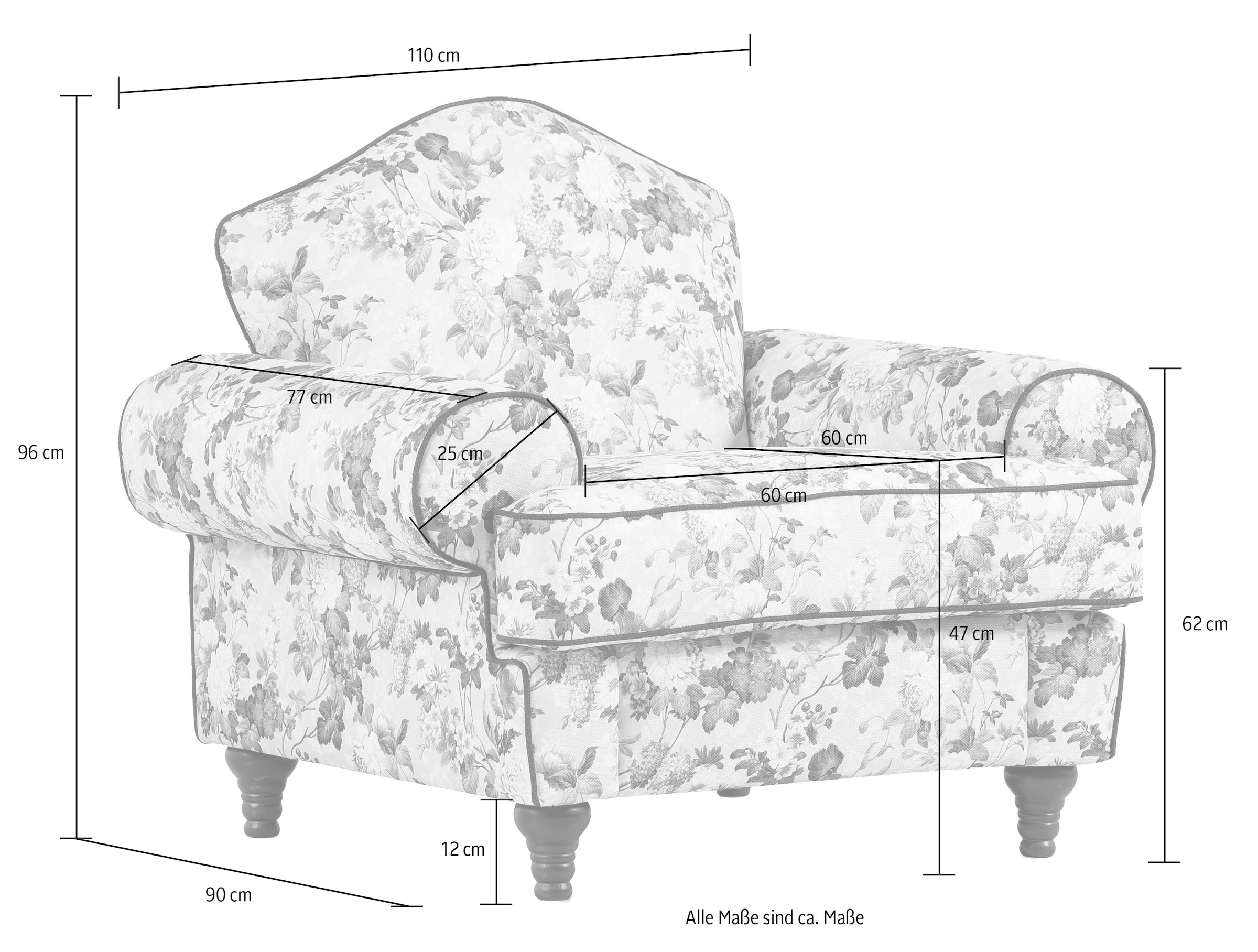 Home affaire Fauteuil »LUCIENNE« mit gedrechselten Füssen aus Holz