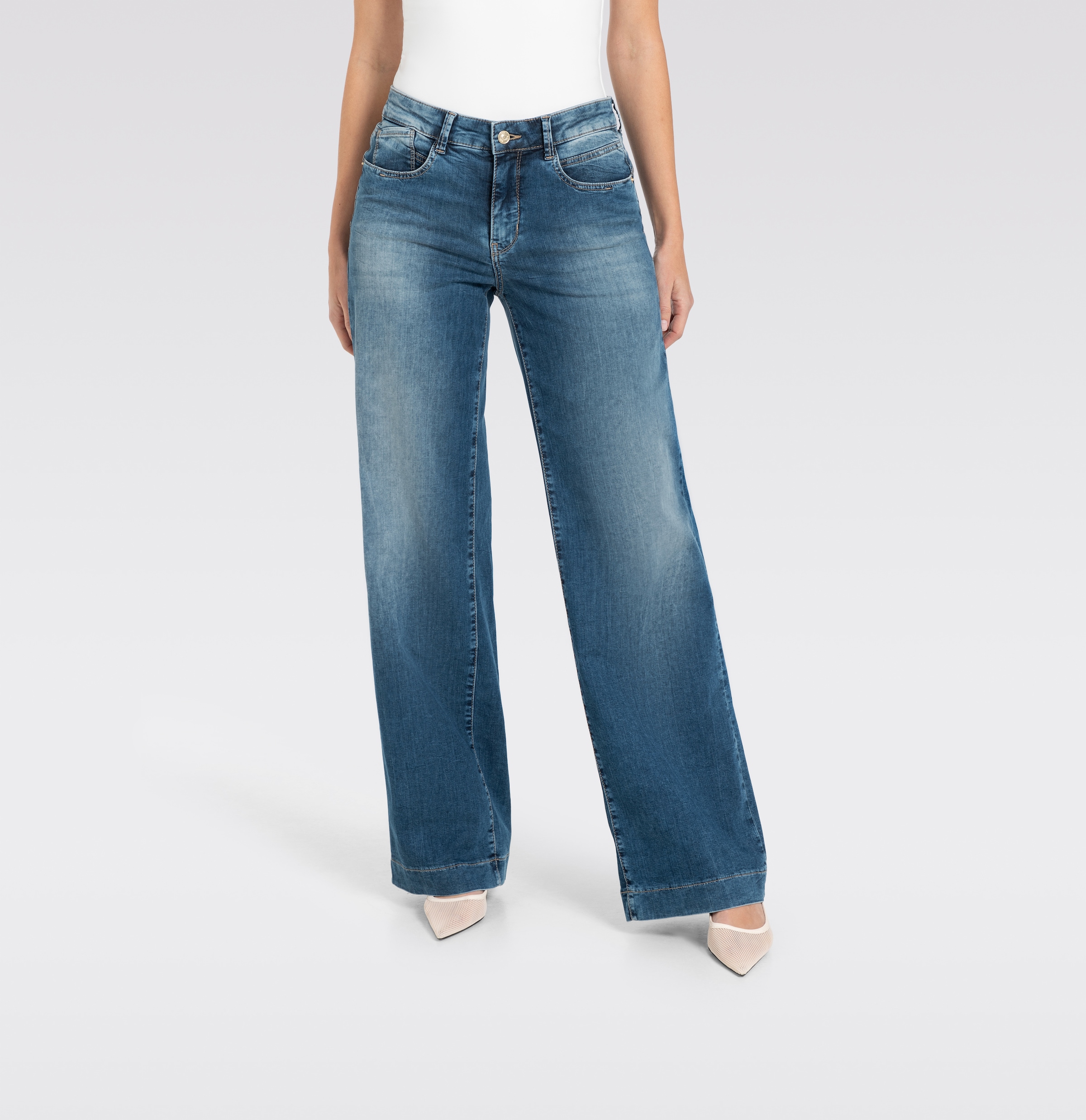 MAC Stretch-Jeans »RICH PALAZZO« Naht-Details an den Gesässtaschen