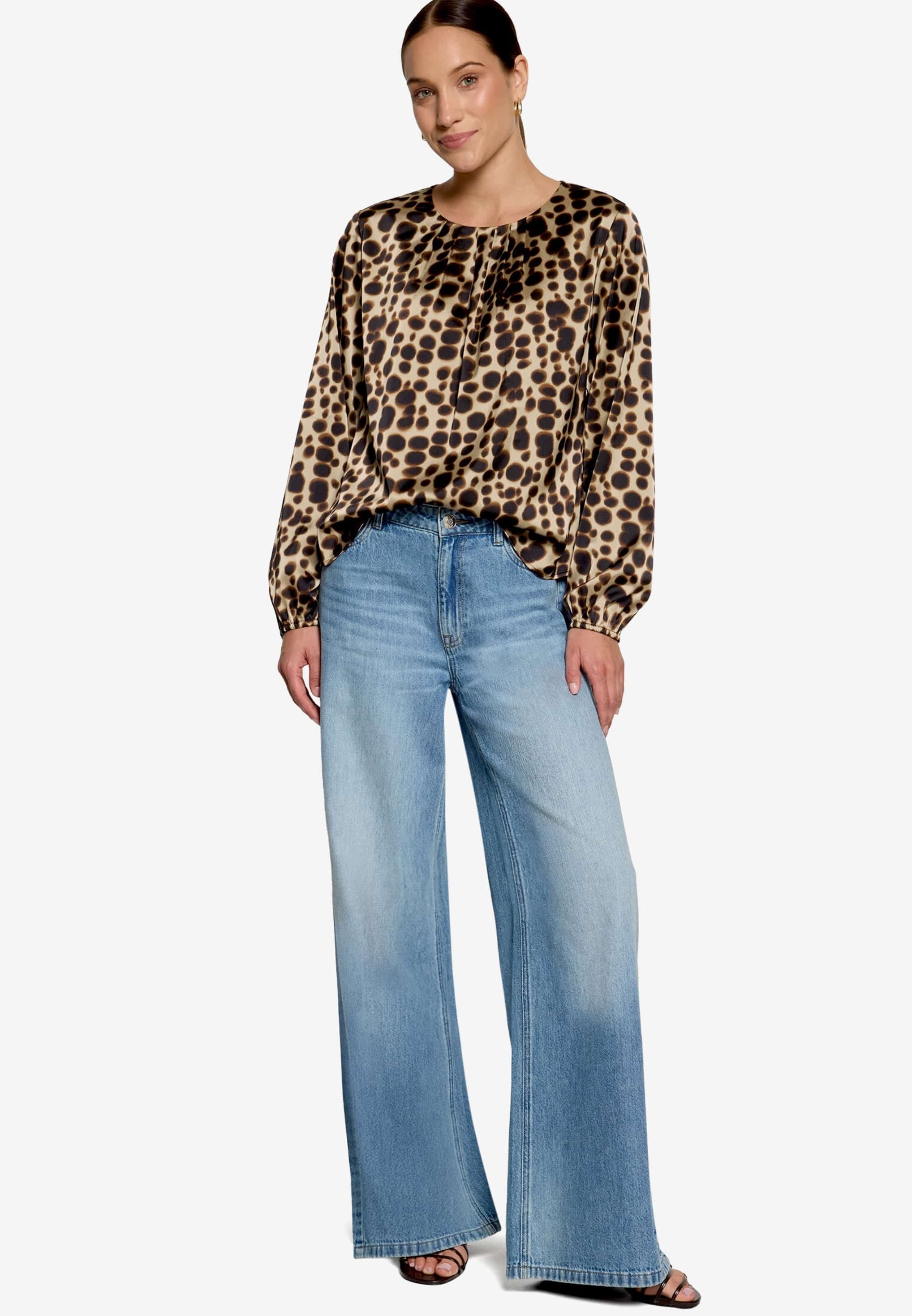 Zero Chemise en satin avec motif et col rond