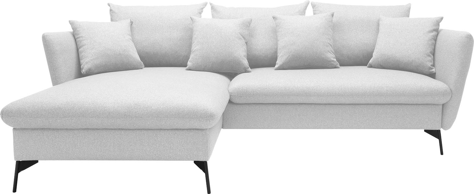 GOODproduct Canapé d'angle »LIVORNO,258 cm, L-Form,« Schlaffunktion u. Bettkasten (139/224cm), Samt, Struktur, Webstoff
