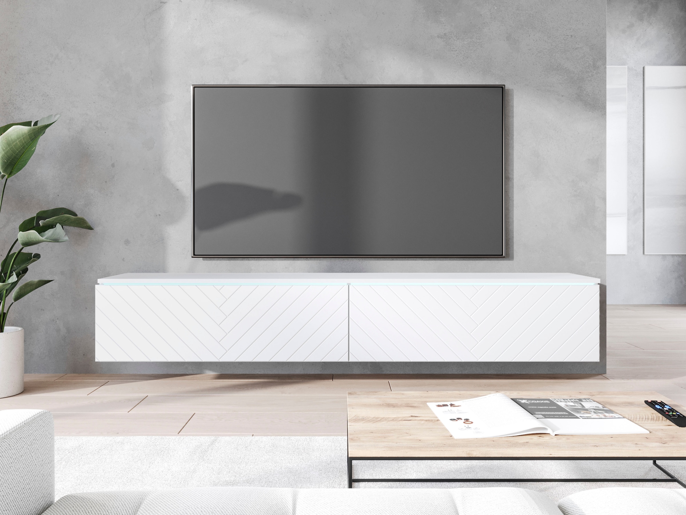 Home affaire Lowboard »Vera, wahlweise mit oder ohne Beleuchtung« gefräste MDF Front mit 3D Effekt, stehend und hängend montierbar
