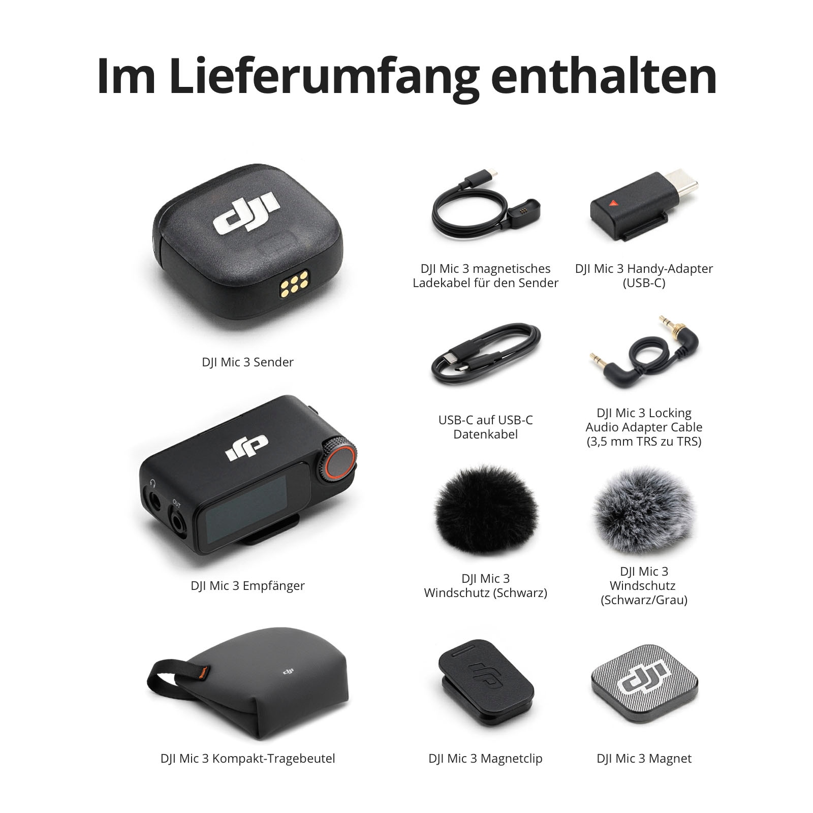DJI Microphone de streaming »MIC 3  (1 Sender + 1 Empfänger)«