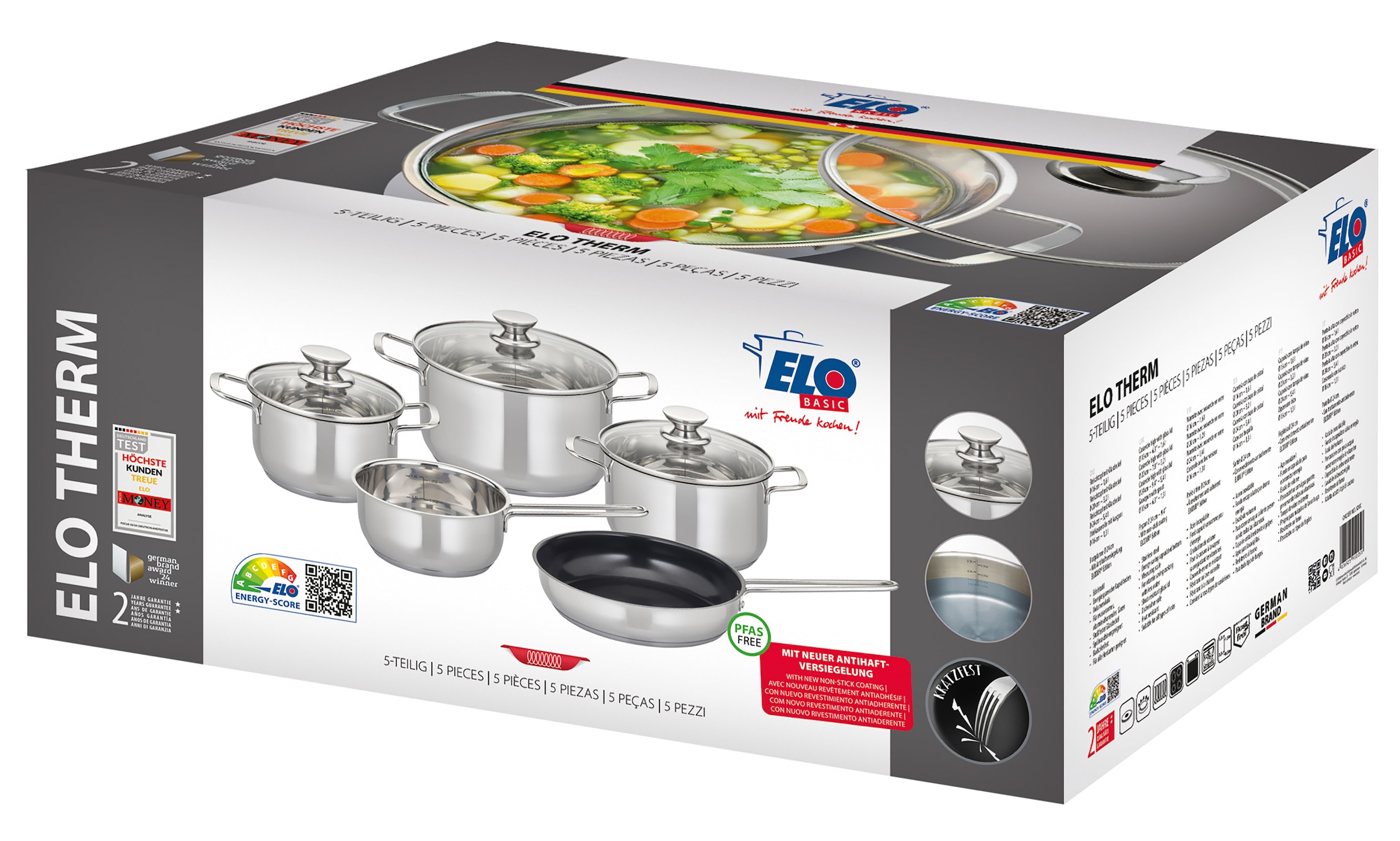 Elo Topf-Set »Elo Therm Topfset 5-teilig« Set, 8 Stk. tlg. Edelstahl