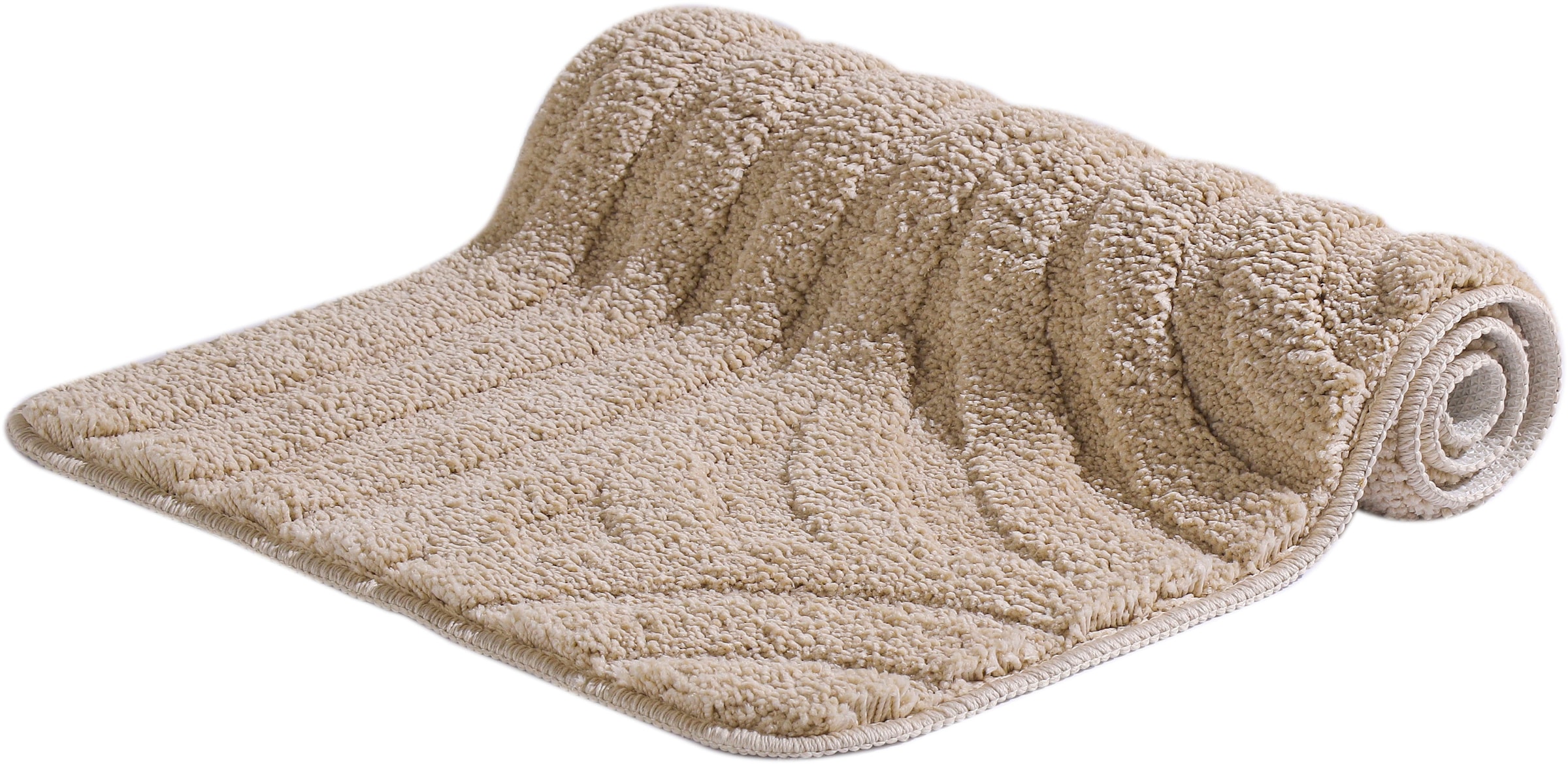 my home Badematte »Sanremo Scandi, Badvorleger, Badezimmer Teppich, Duschvorleger« Höhe 20 mm rutschhemmend beschichtet strapazierfähig Badteppich, Uni Farben, Hoch-Tief-Effekt, modernes Muster, Boho