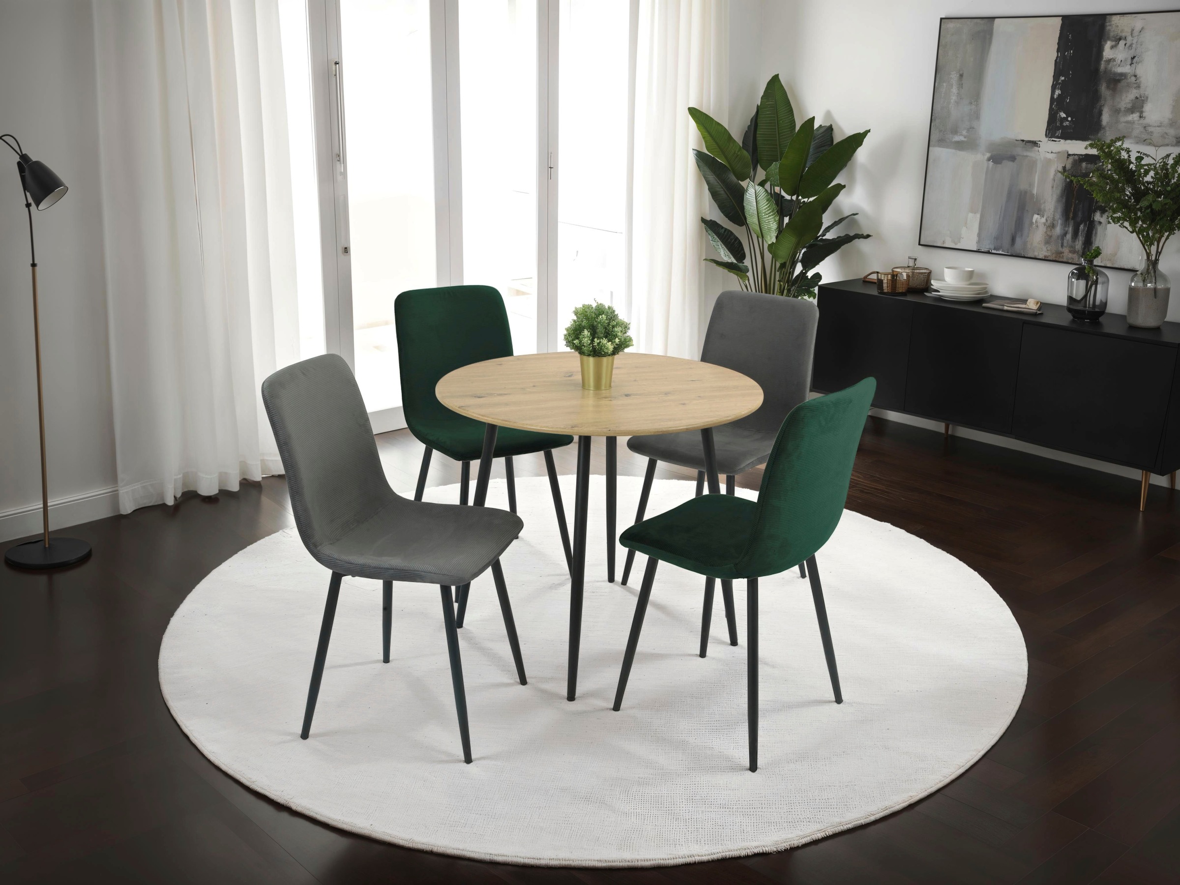 HELA Chaise à 4 pieds »LEIPZIG« (Set) 2 cuis4-Fuss,Rundrohrgestell konisch,Cordoptik,Sitzschale gespolstert