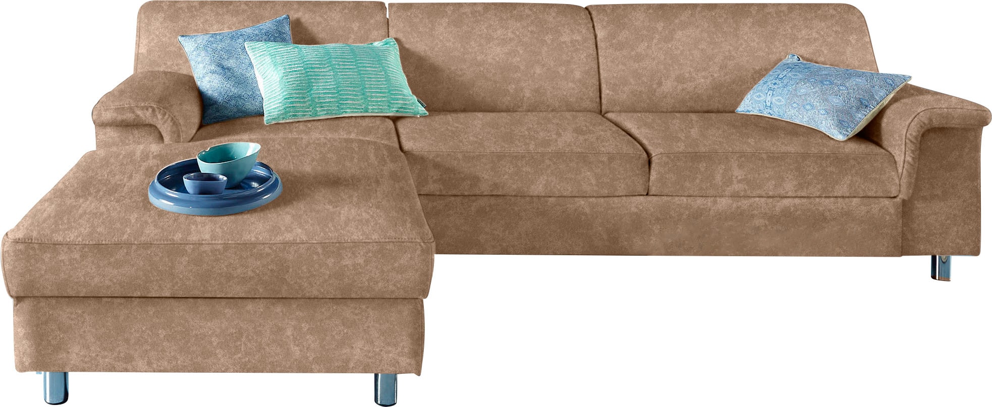 INOSIGN Ecksofa »Jamie, modern und elegant, Fusshöhe 9cm, L-Form,« wahlweise mit Bettfunktion