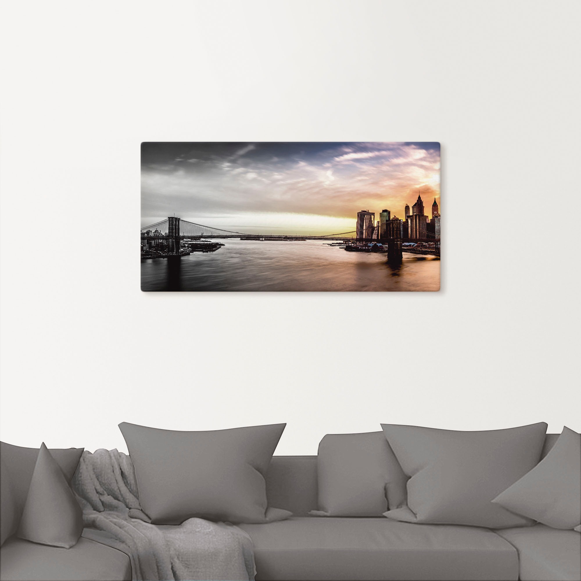 Artland Wandbild »Brooklyn Bridge Panorama« Amerika 1 Stk. tlg. auf Holzrahmen gespannt