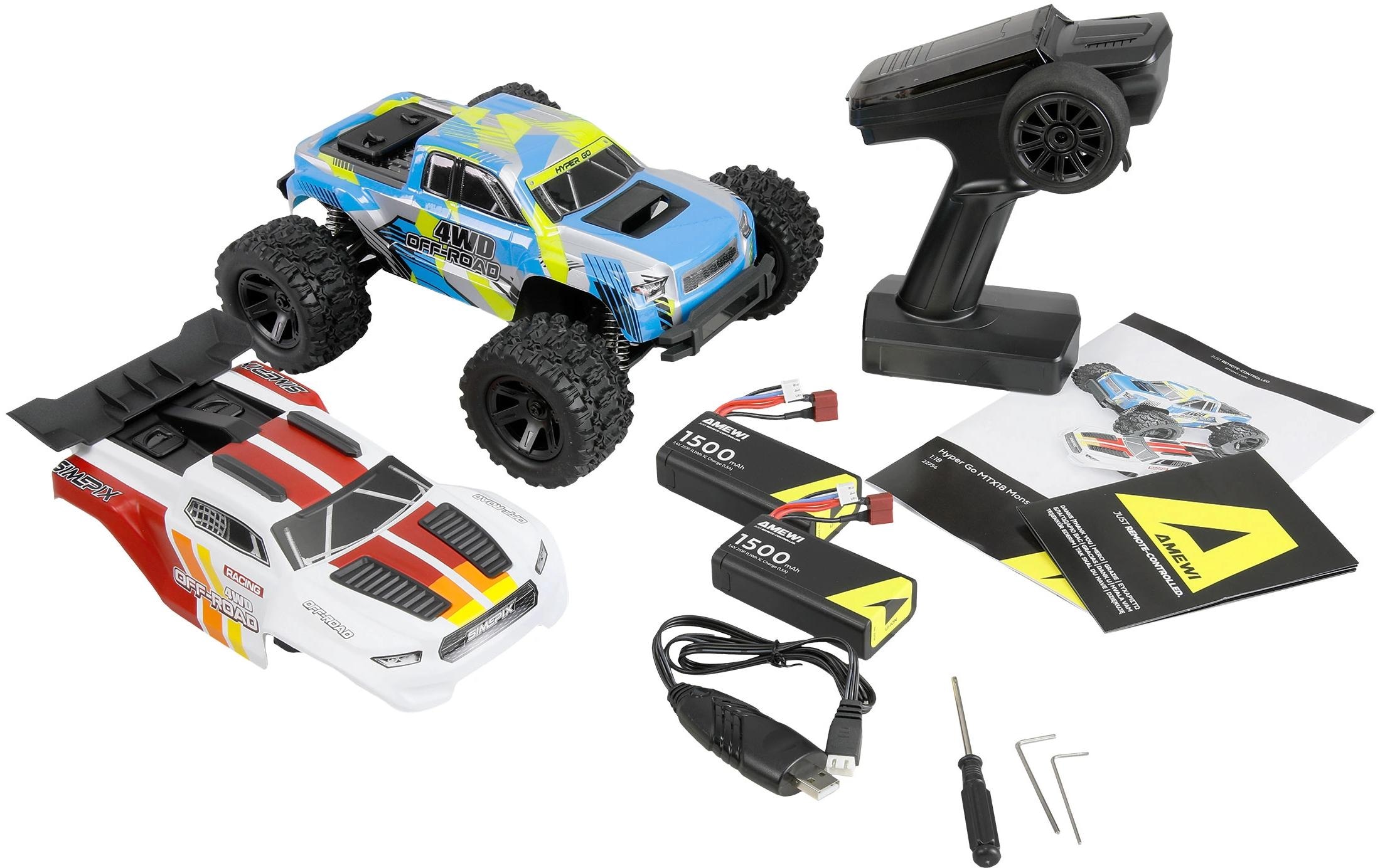 Amewi RC-Monstertruck »Monster Truck Hyper Go MTX18 1:18 RTR« Antrieb 4x4