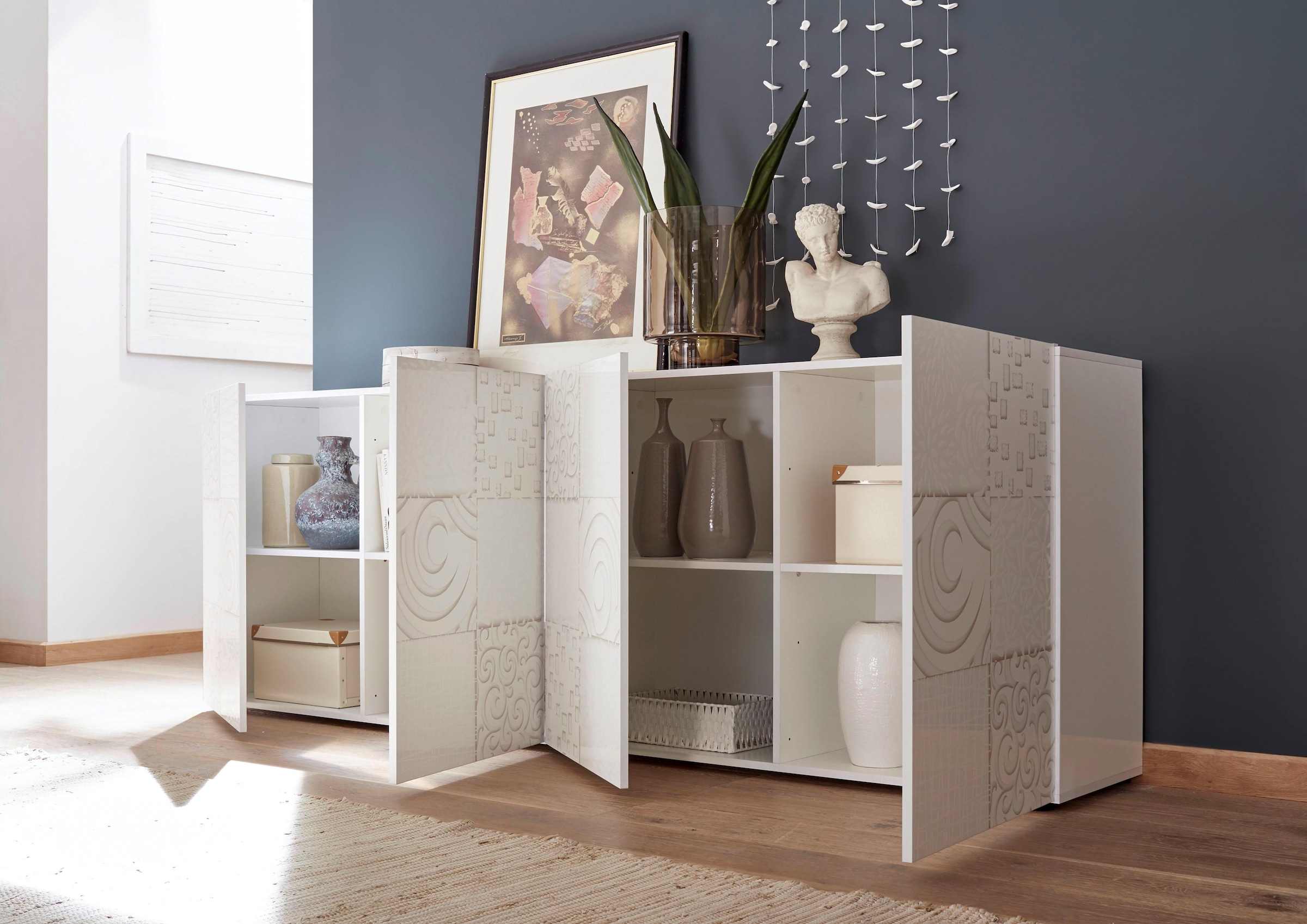 Home affaire Sideboard »Miro« Breite 241 cm mit dekorativem Siebdruck
