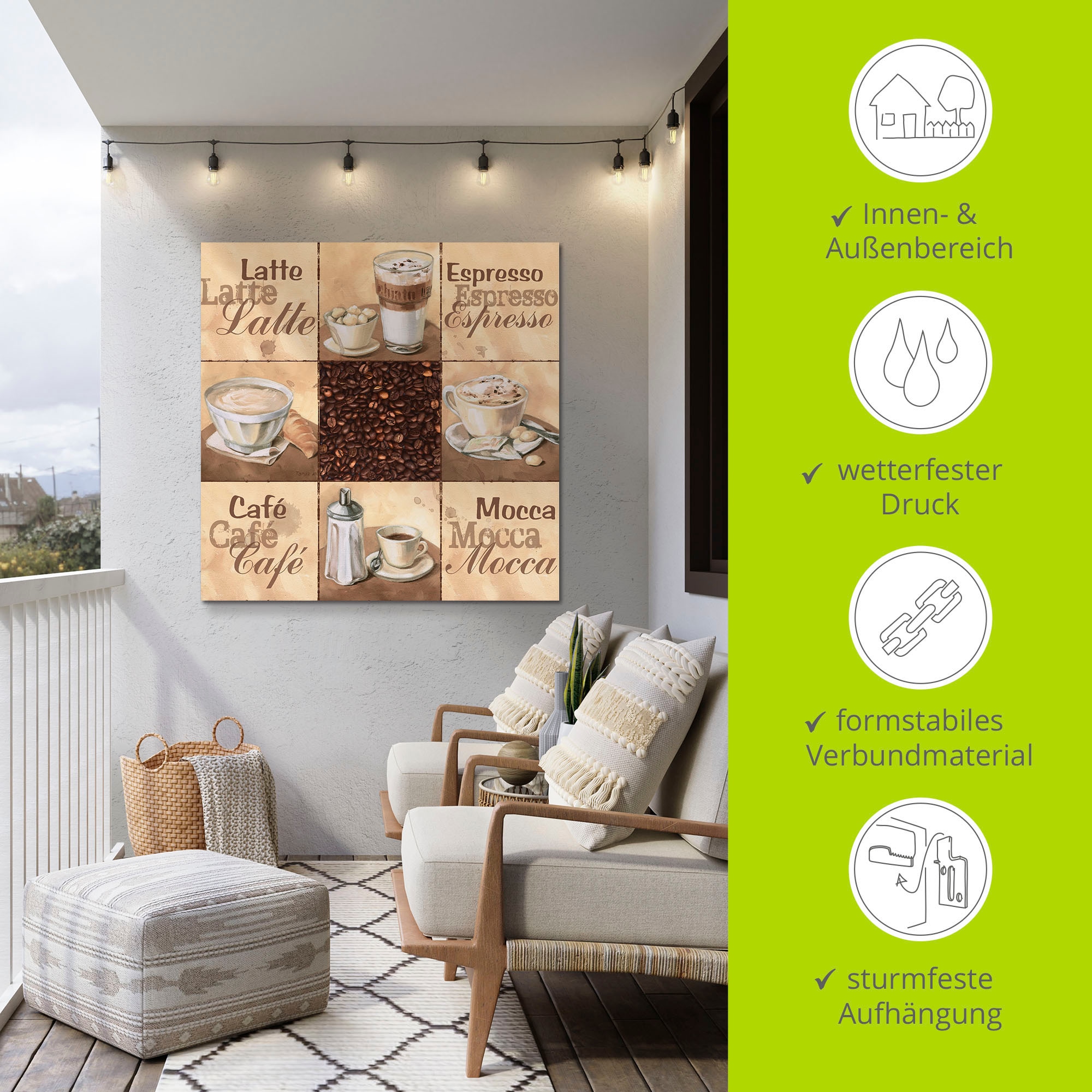 Artland Fresque murale »Kaffee Collage II« 1 cuis tlg. als Alubild, Leinwandbild in verschied. Grössen