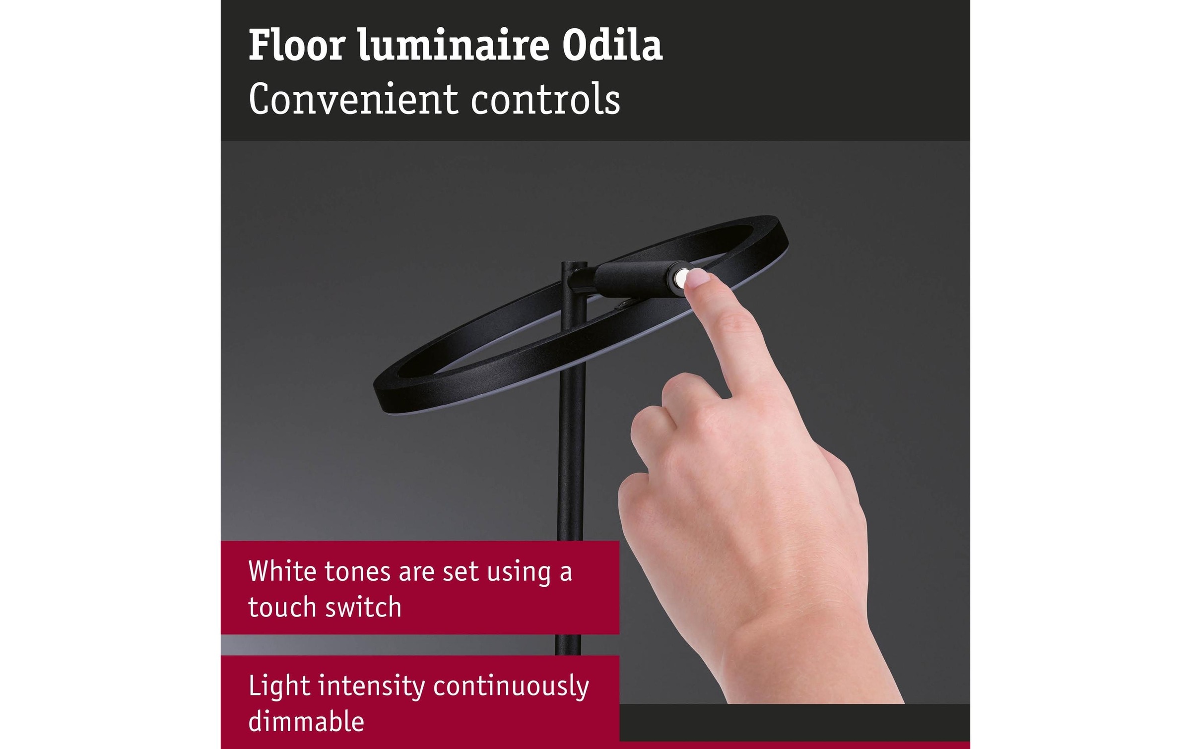 Paulmann Lampadaire à LED »Stehleuchte Odila, Schwarz matt« Module LED blanc chaud - blanc froid