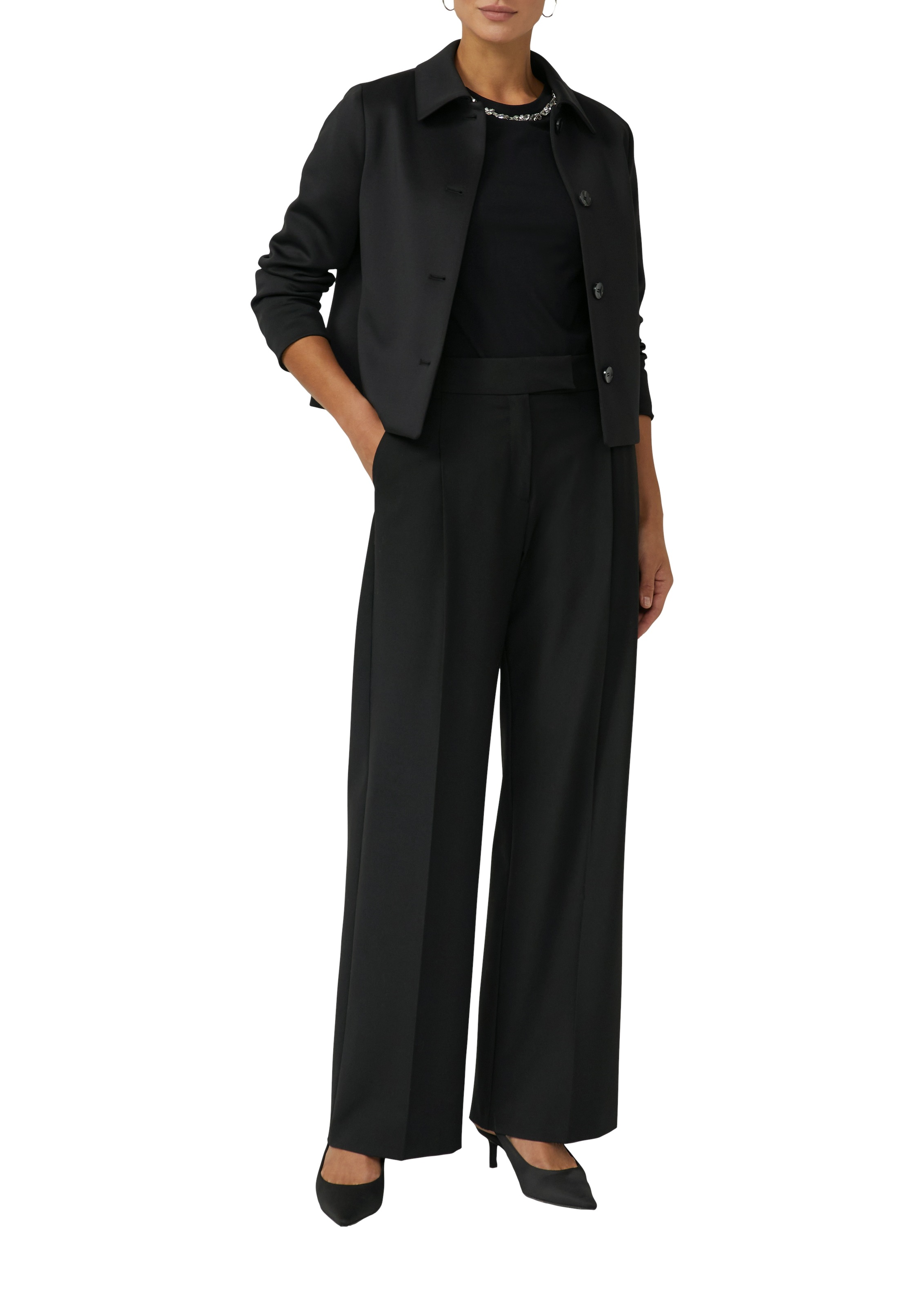 s.Oliver BLACK LABEL T-shirt à manches longues mit Glitzersteinen am Rundhals