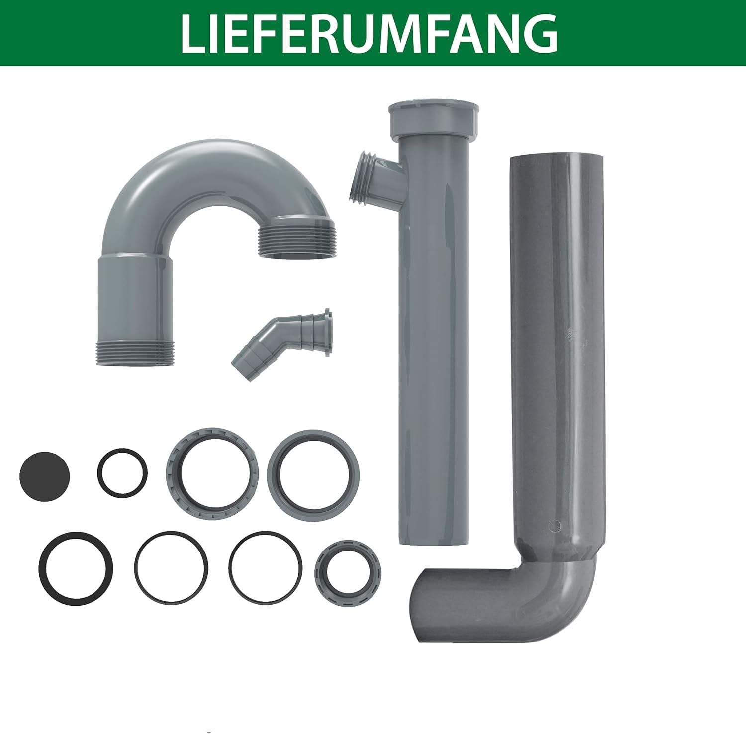 Kirchhoff Siphon »ECO-SAVE« Set,  KS Spültisch-Röhrensiphon, 1 1/2"IG x 50 mm, mit 3/4" Geräteanschluss