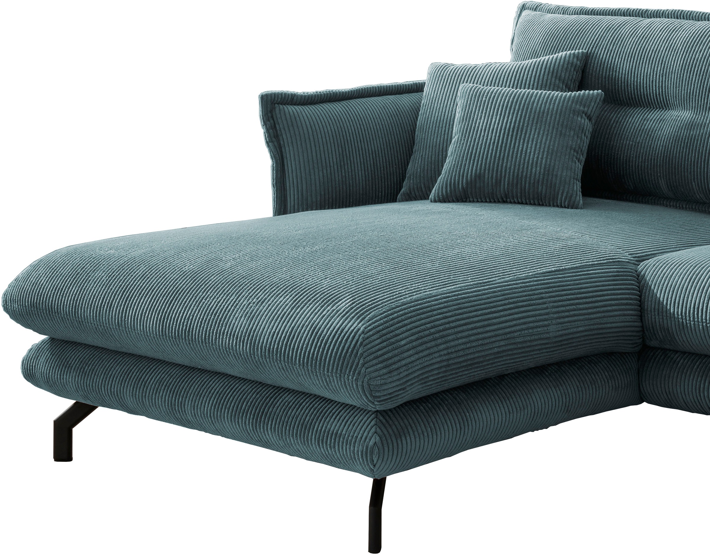 Home affaire Ecksofa »Lazio modern und bequem, schmale Armlehnen, tolle Detailverarbeitung« zwei verschiedene Fussfarben wählbar