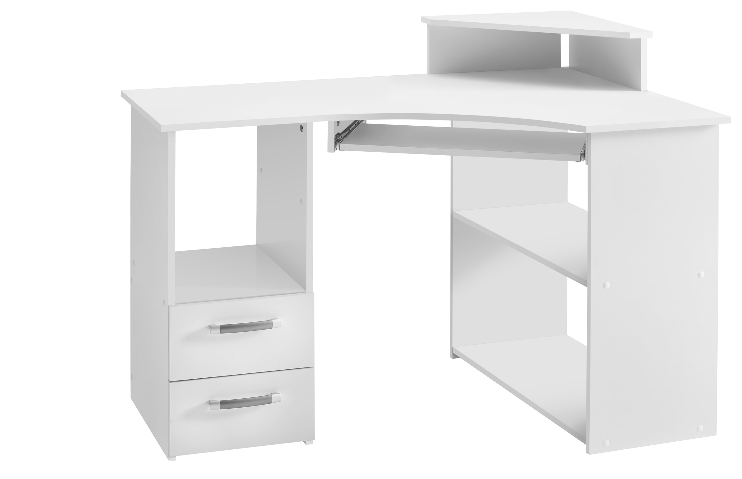 VOGL Möbelfabrik Schreibtisch »Sam« Eckschreibtisch, Tastaturauszug, Monitoraufsatz & opt. Towerfach