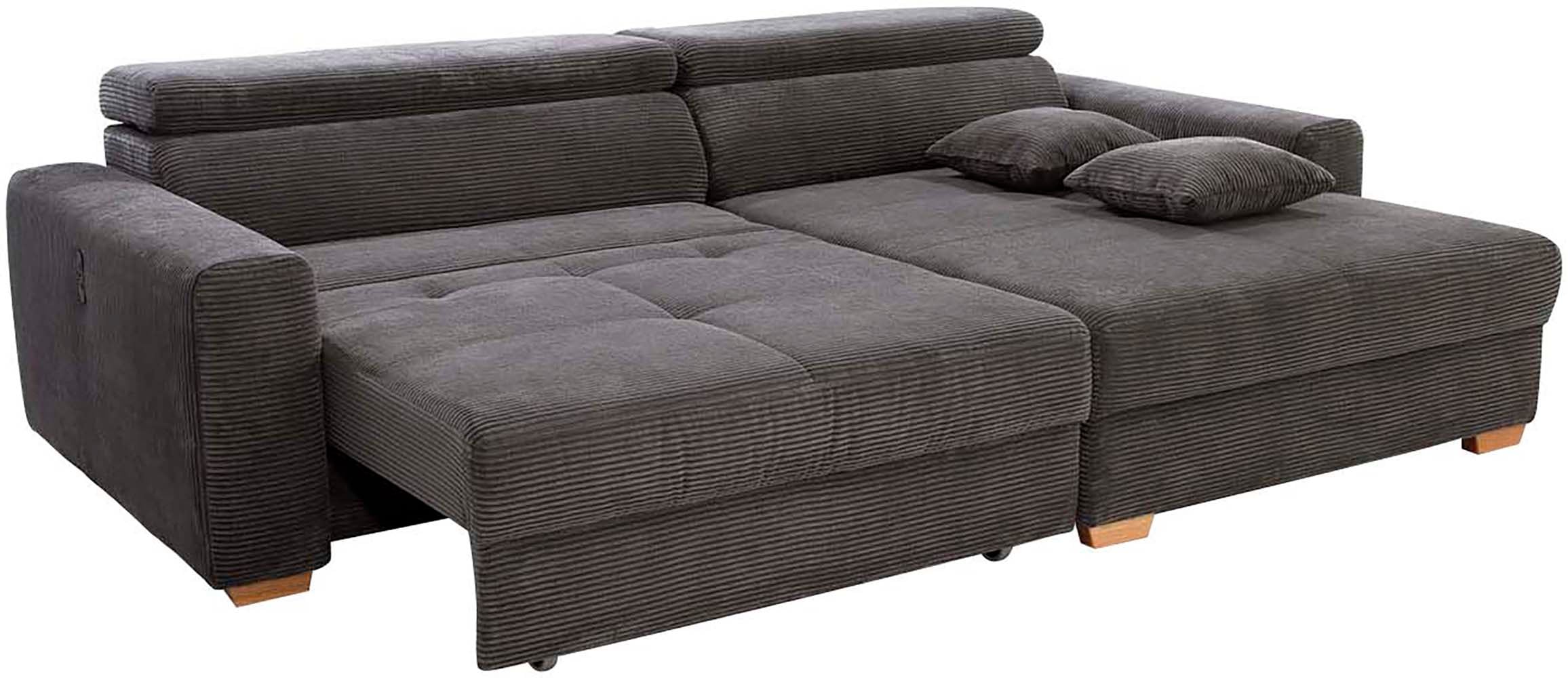 Jockenhöfer Gruppe Ecksofa »Slider L-Form, B: 277 cm Couch, 60cm elektrische Sitztiefenverstellung« 140kg Belastbarkeit, USB-Anschluss, Kopfteilverstellung & Zierkissen