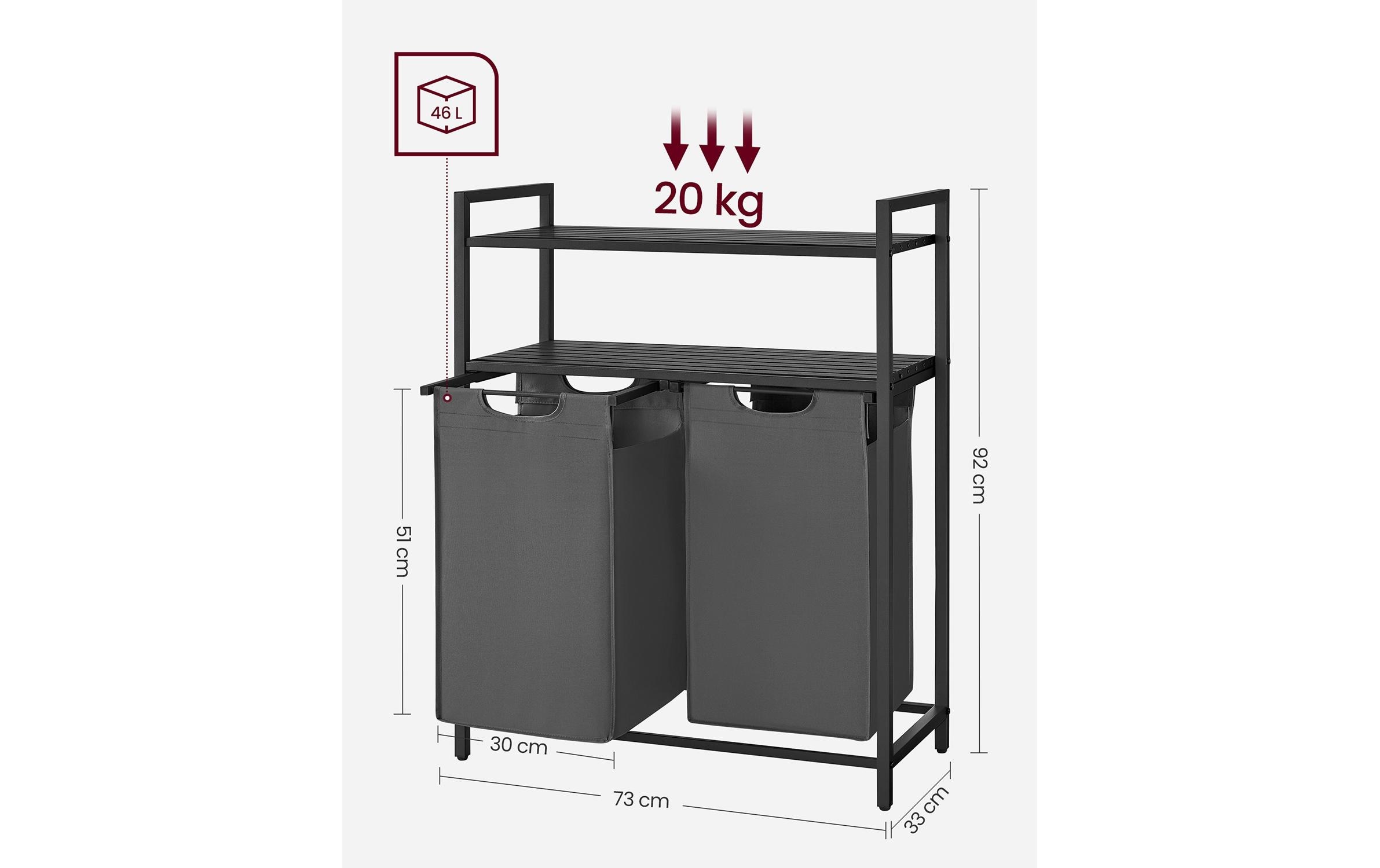 VASAGLE Wäschekorb »mit Ablage 2 x 46 l«