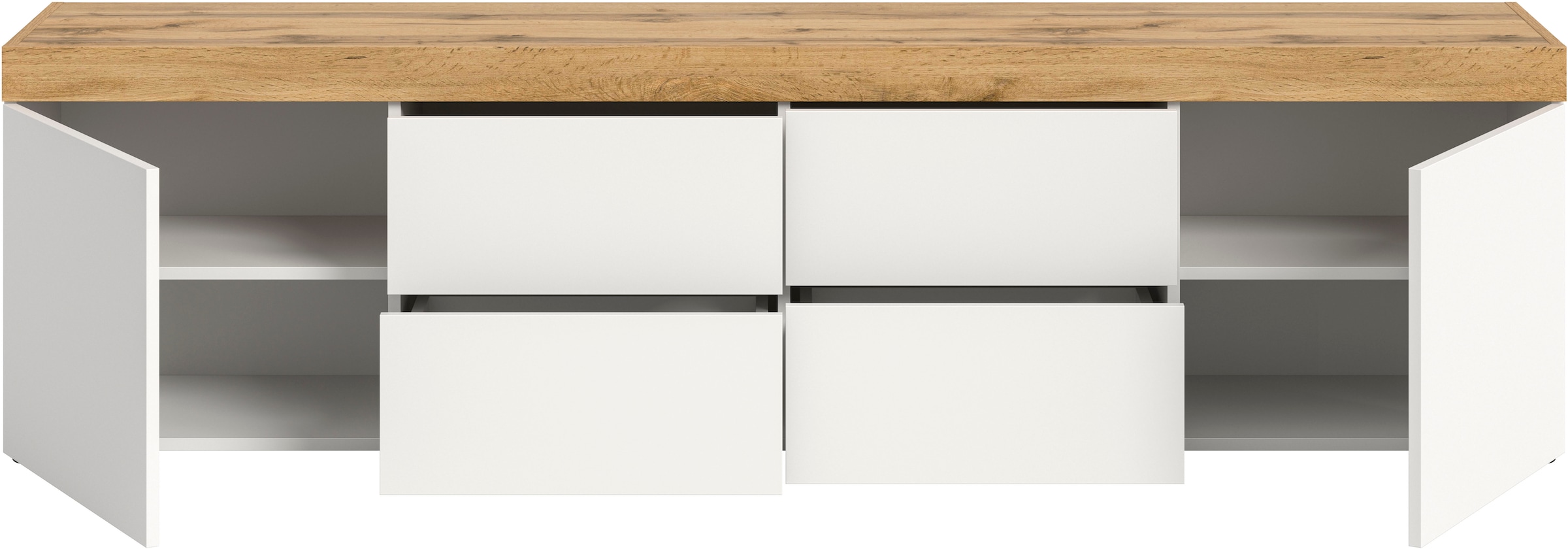 GOODproduct Lowboard »MAMBO, TOPSELLER!, Breite 200cm, 2 Türen, 4 Schubkästen, push-2-open« 2 farbige Ausführung, in verschiedenen Farben erhältlich, 1 Stk. tlg. Lowboard, TV Unterschrank, Tv-Schrank, Wohnzimmer