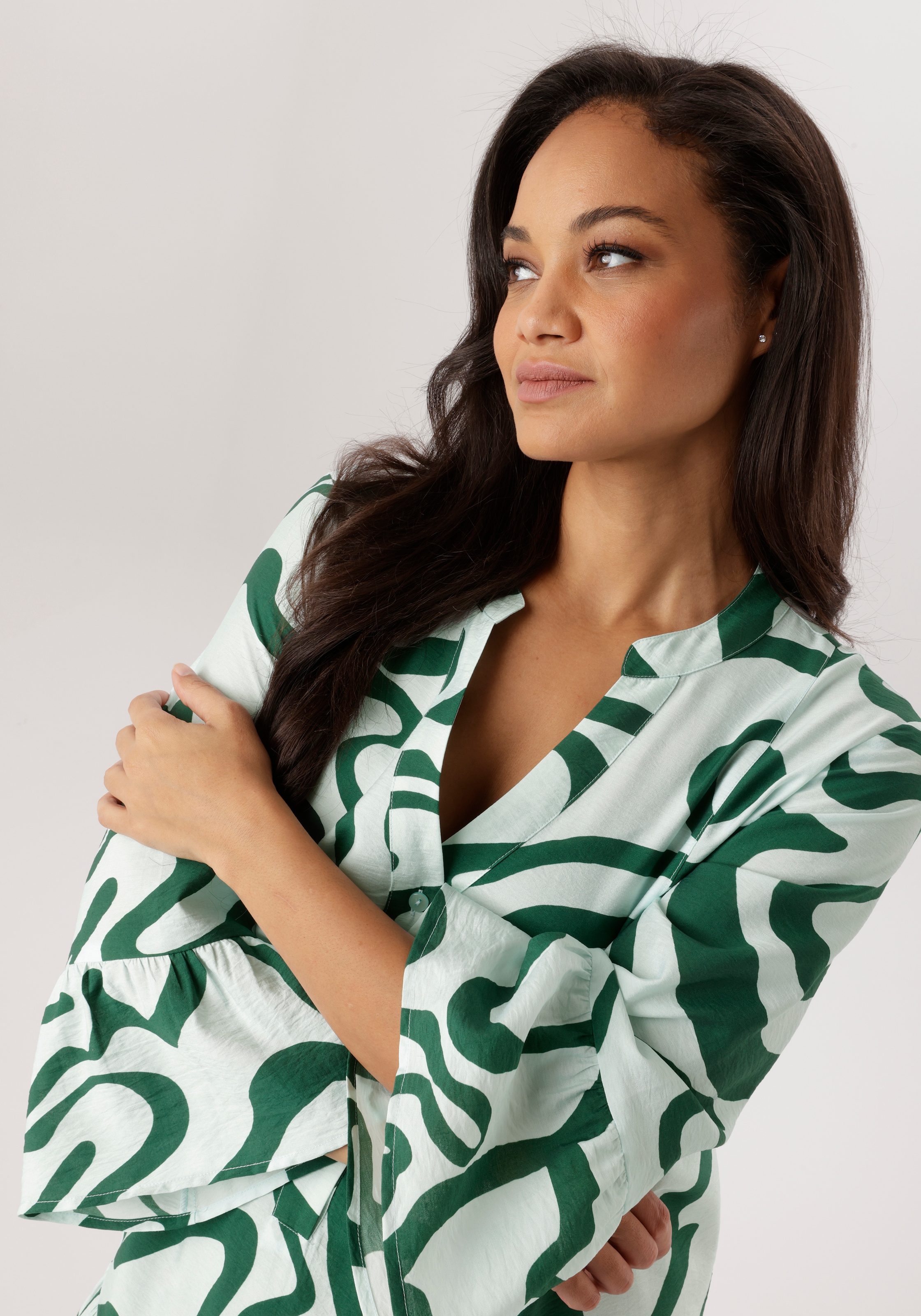 Aniston PLUS Robe midi mit Volant - NEUE KOLLEKTION