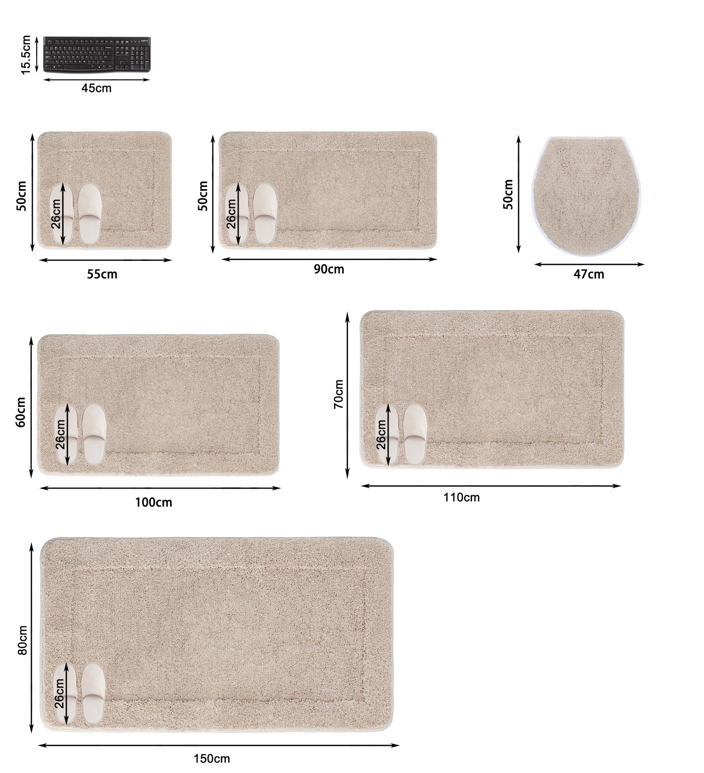 GOODproduct Badematte »Sanremo mit Rahmen, Badvorleger, Badezimmer, sehr weich, Hoch-Tief« Höhe 25 mm rutschhemmend beschichtet fussbodenheizungsgeeignet | schnell trocknend Badteppich, unifarben, rechteckig und als 3-tlg. Set erhältlich