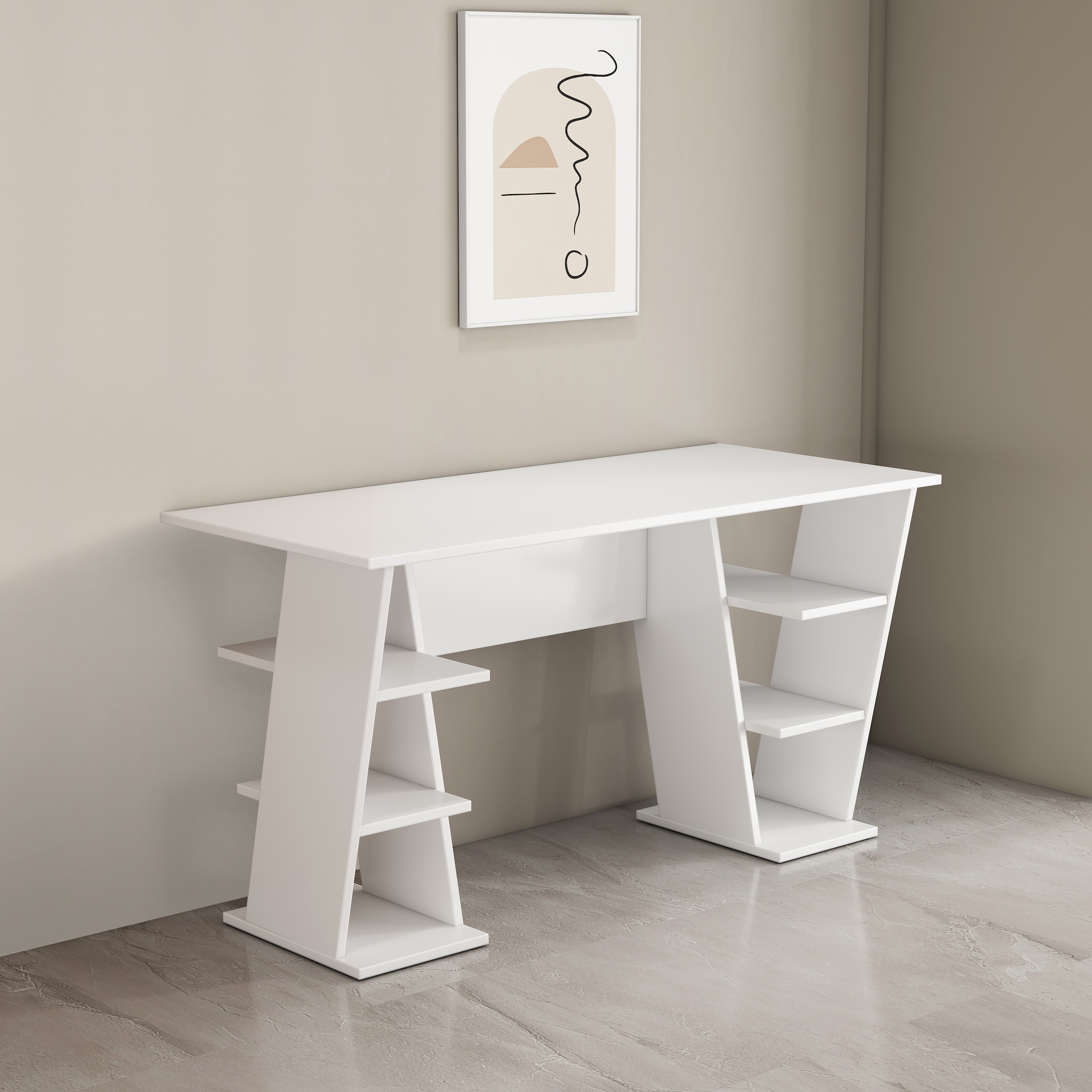 GOODproduct Schreibtisch »Ezzell« Set,  Regalschreibtisch mit Ablagen, modernes Design, Breite 137 cm