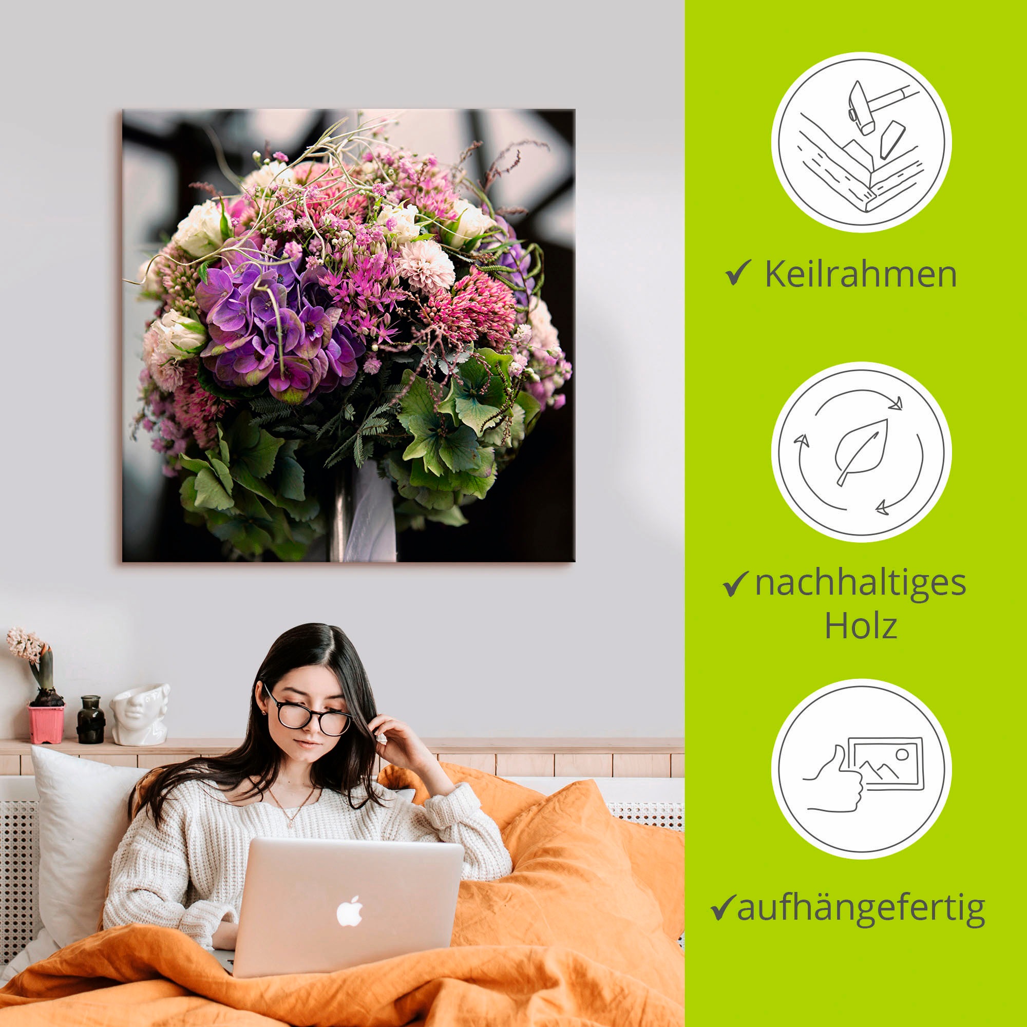 Artland Tableau sur toile »Blumenkugel« 1 cuis tlg. auf Holzrahmen gespannt