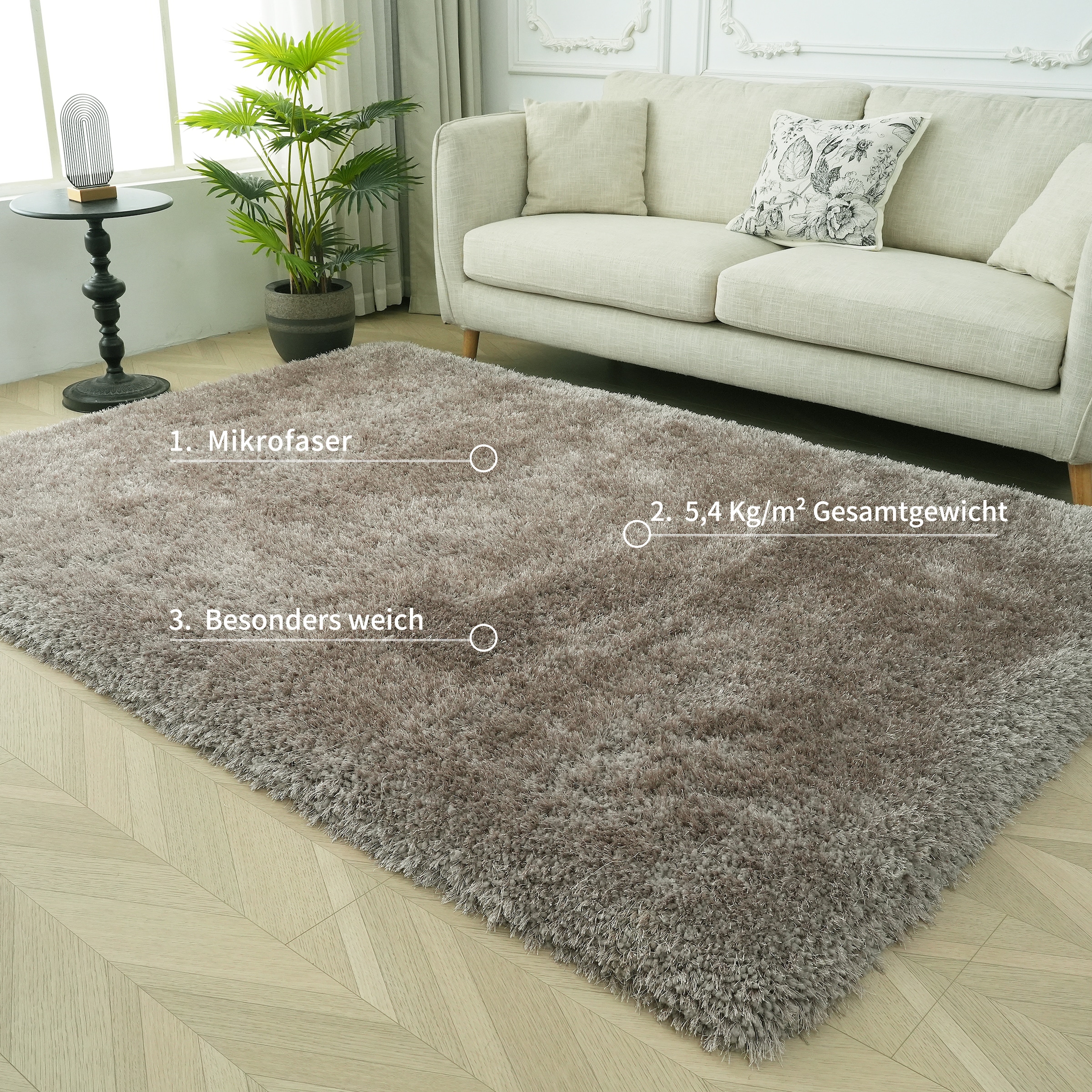 GOODproduct Hochflor-Teppich »Micro exclusiv Teppich, sehr hoher Flor, weich durch Mikrofaser« rechteckig 78 mm Höhe sehr weich, flauschig, uni, Wohnzimmer, Schlafzimmer