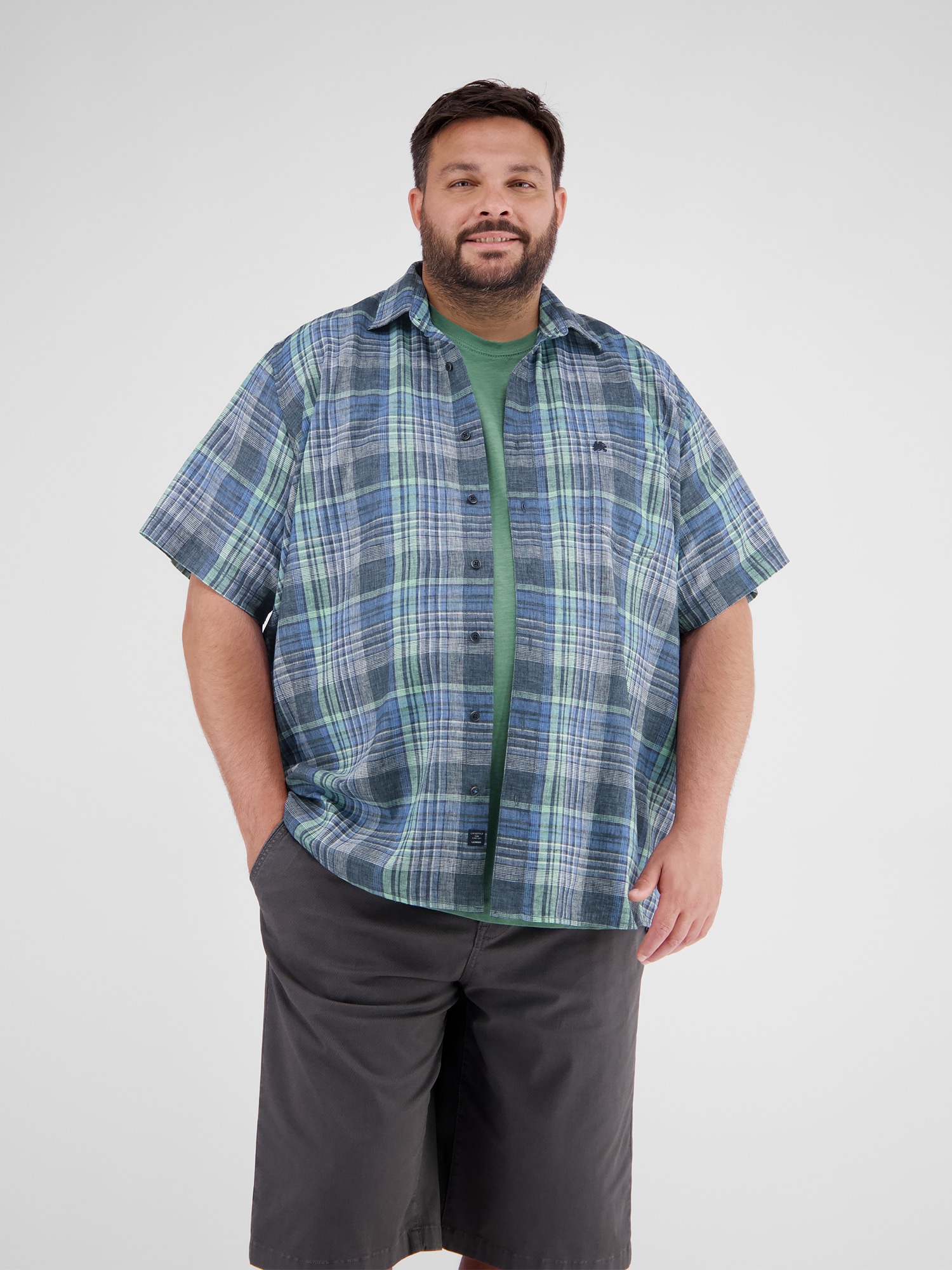 LERROS Chemise à manches courtes »Kariertes Herrenhemd in Grossen Grössen«