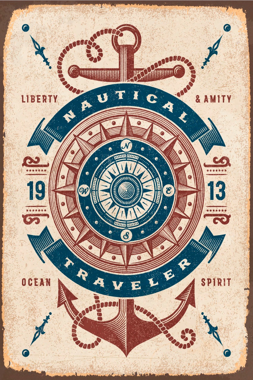 queence Metallbild »Nautical« Anker | Schriftzug | Schriftzüge 1 Stk. tlg. Stahlschilder