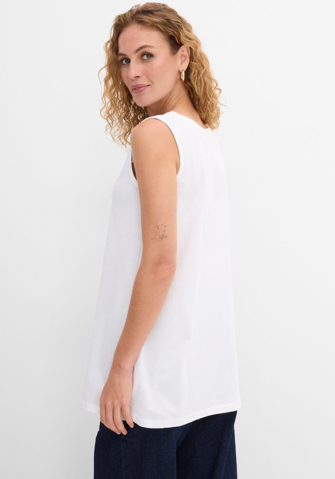 bonprix Longtop »Long-Top« mit elegantem Faltendetail, lockere Passform, reine Baumwolle